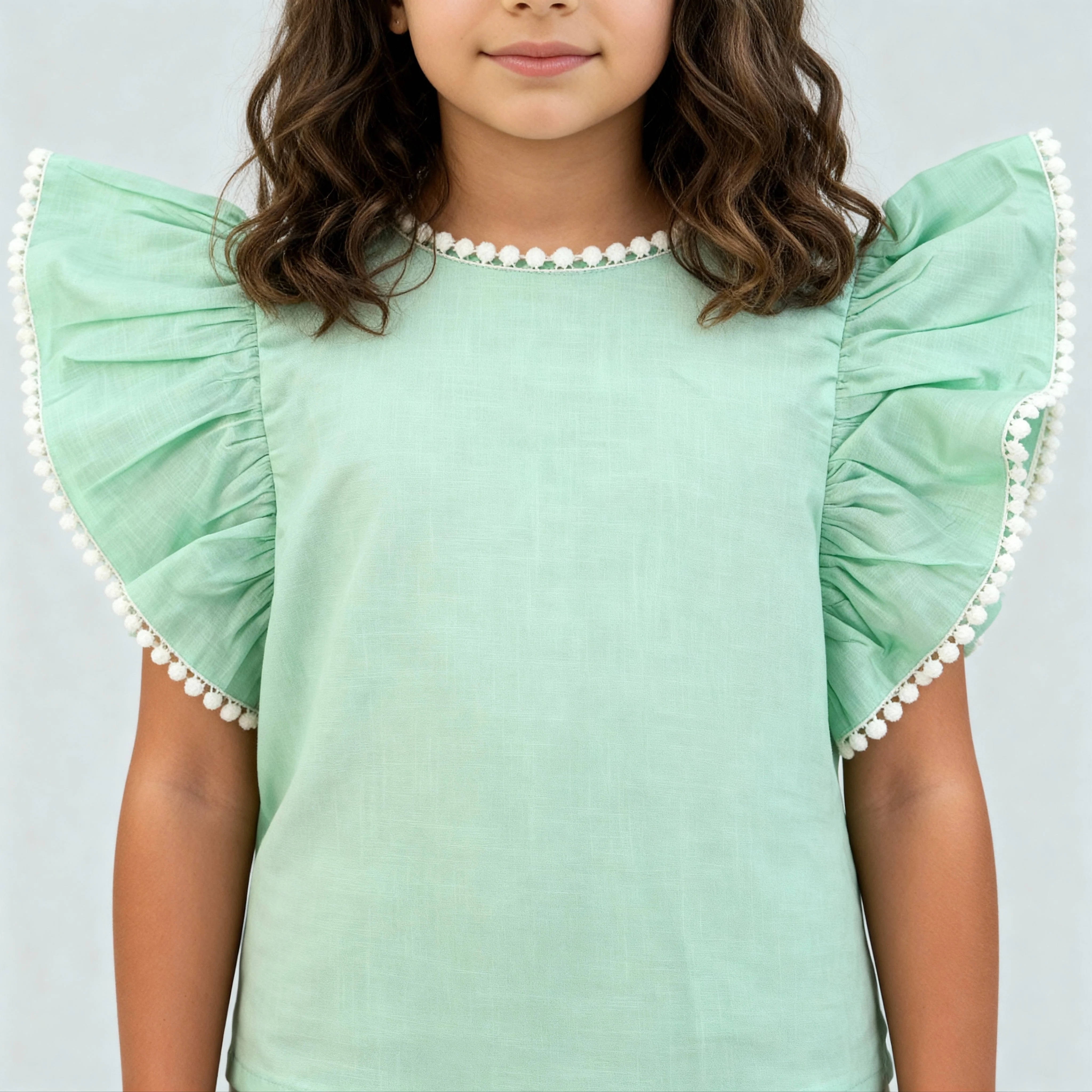 Girls Cotton Hi-Low Pleated Top - Image 9