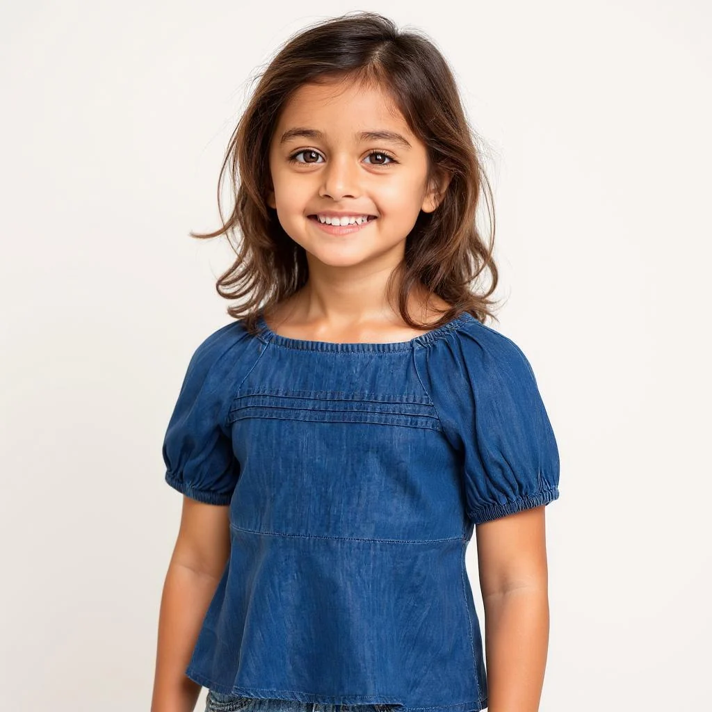 Girls Cotton Hi-Low Pleated Top - Image 4