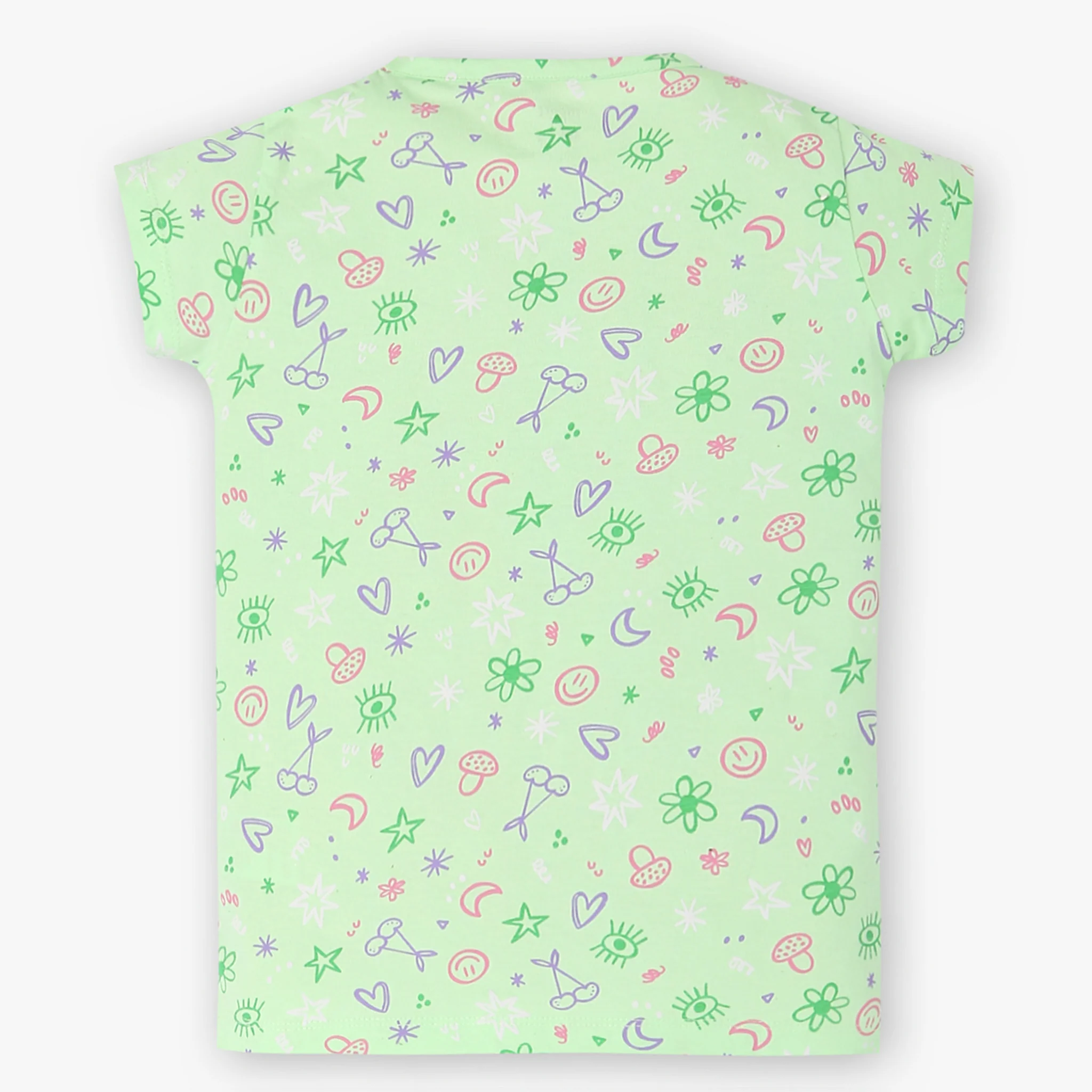 Girls Cotton Printed T-Shirt and Trackpant Sleepwear Set - Image 3