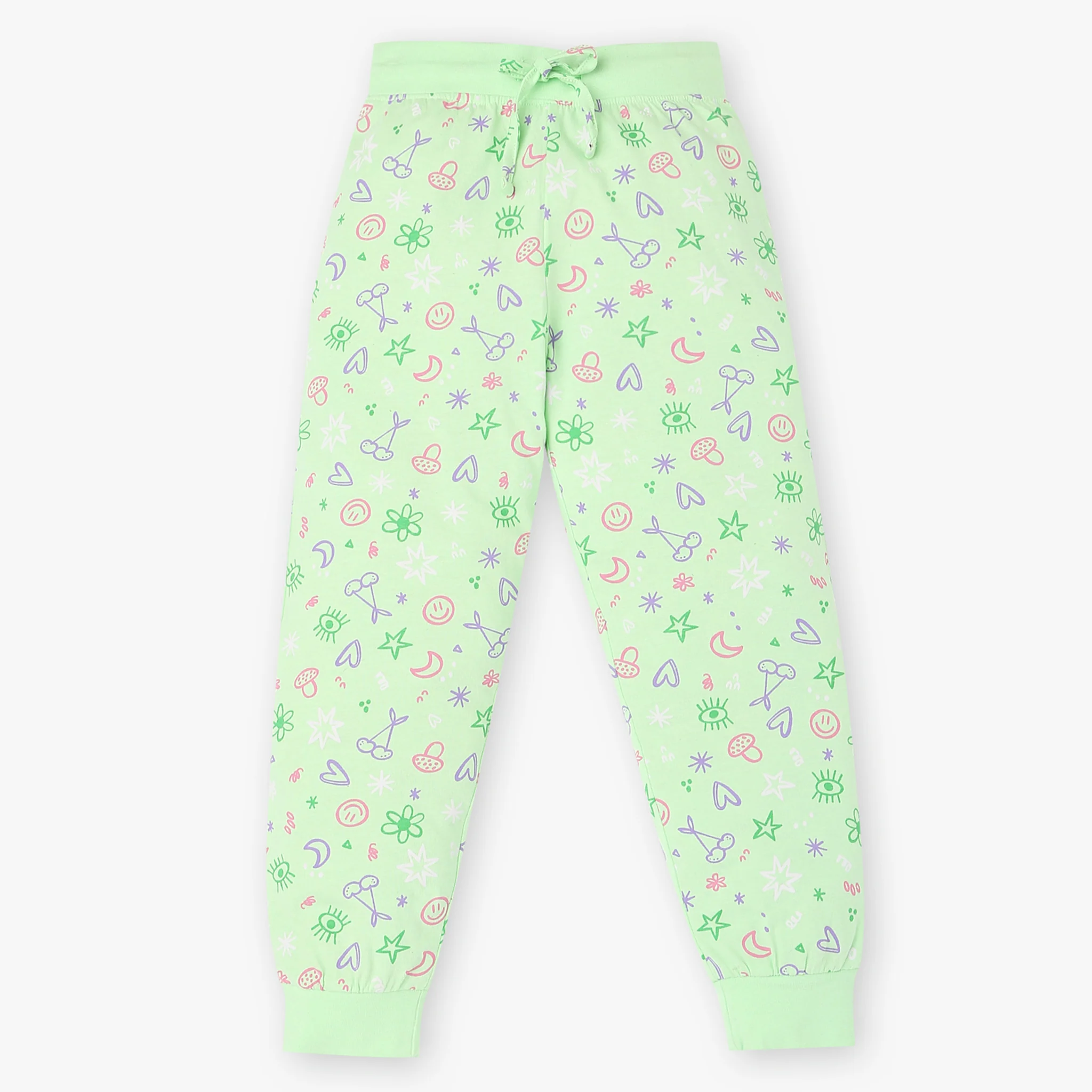 Girls Cotton Printed T-Shirt and Trackpant Sleepwear Set - Image 5