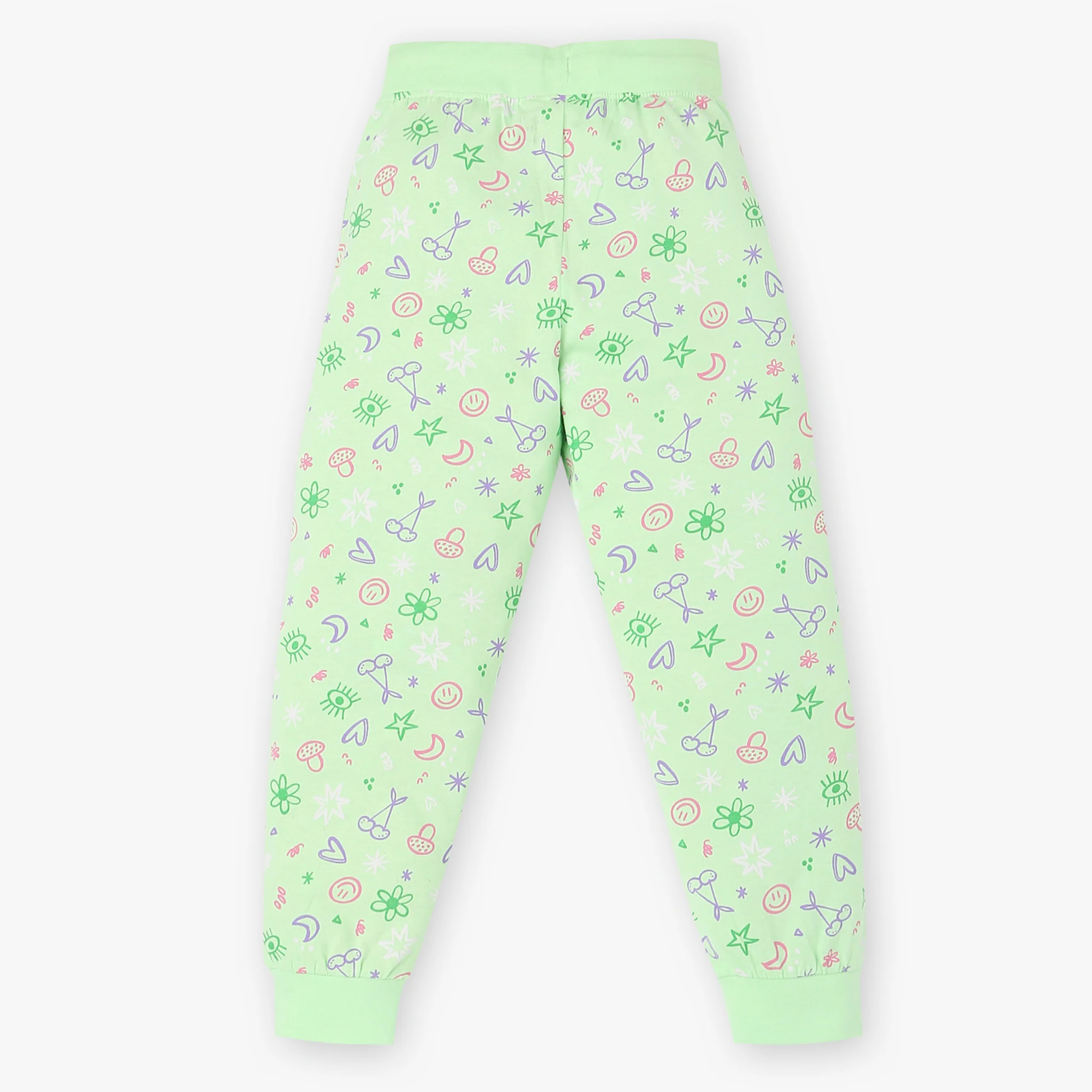 Girls Cotton Printed T-Shirt and Trackpant Sleepwear Set - Image 6