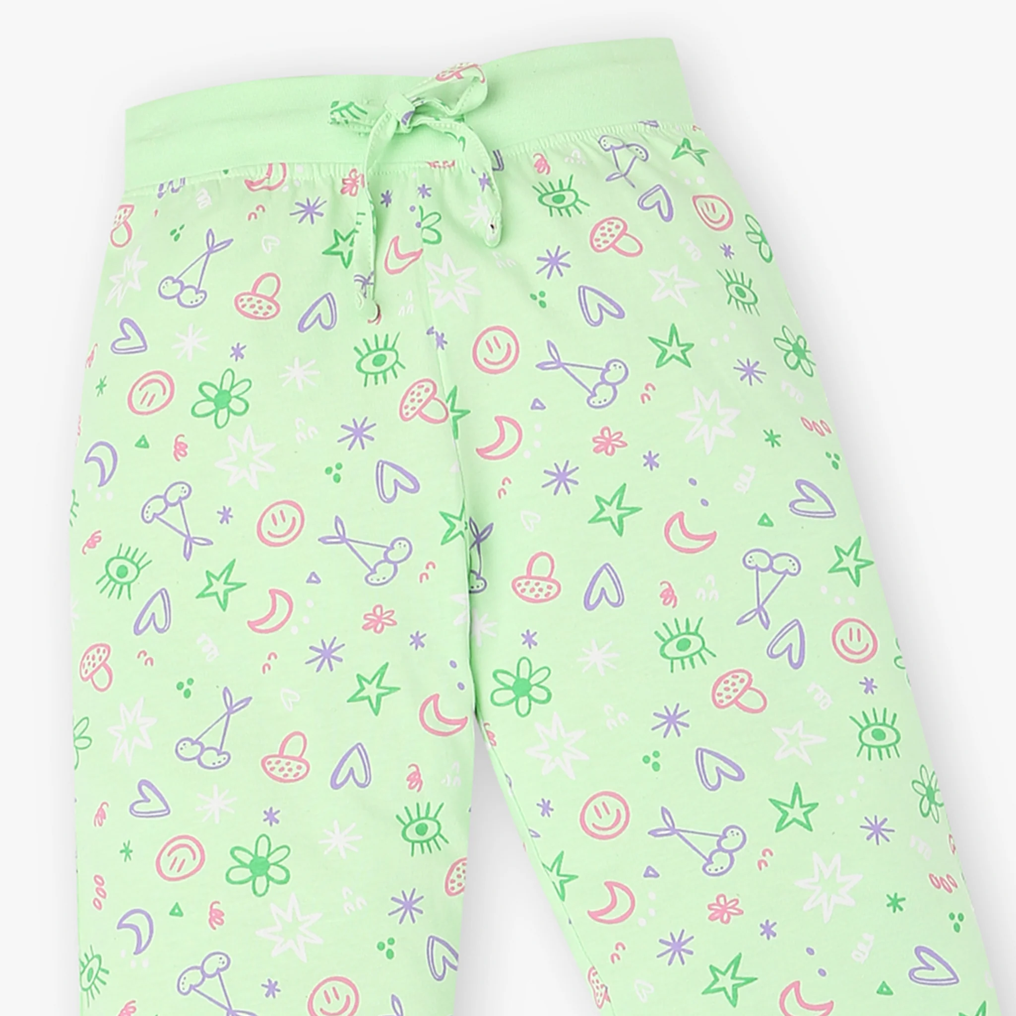 Girls Cotton Printed T-Shirt and Trackpant Sleepwear Set - Image 7