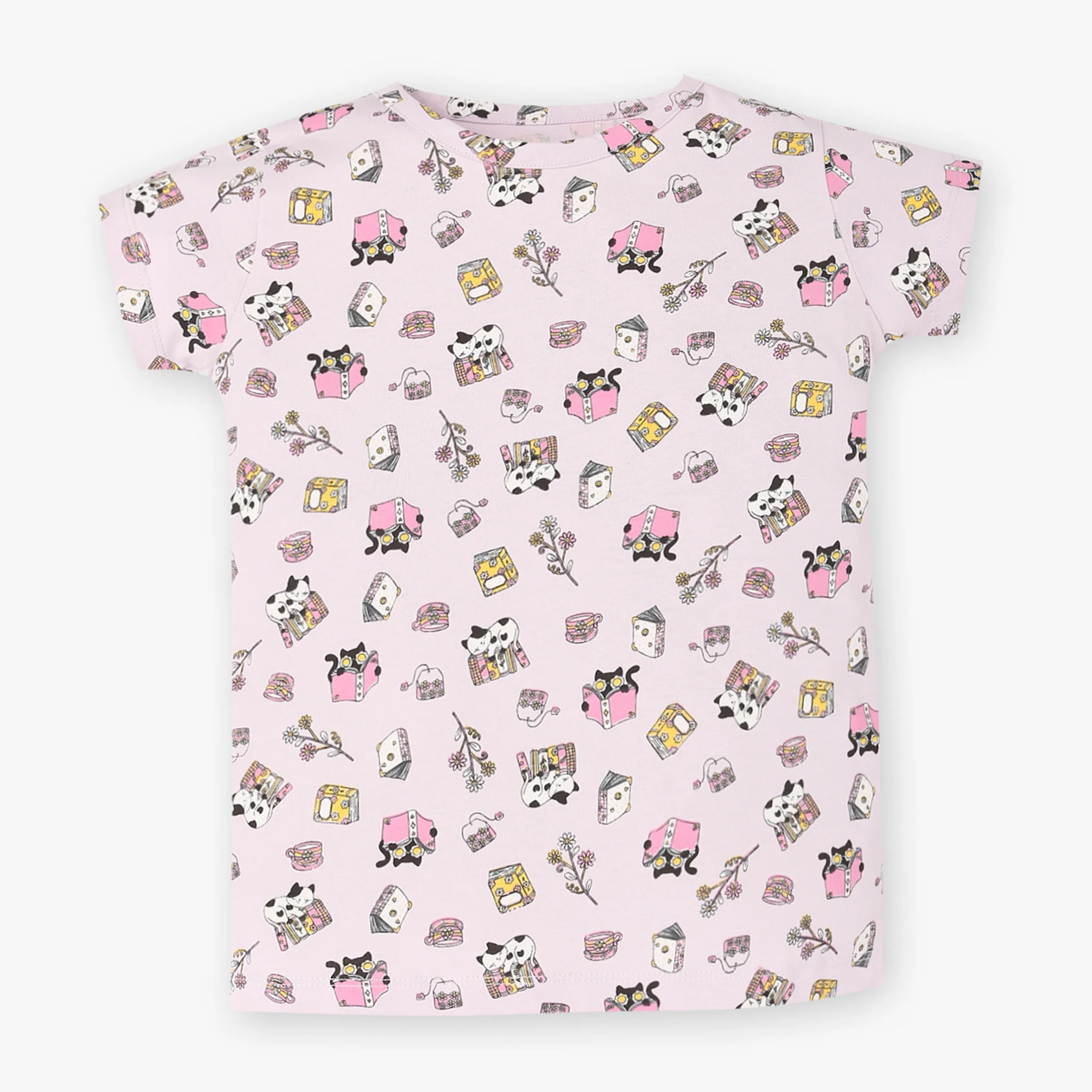 Girls Cotton Printed T-Shirt and Trackpant Sleepwear Set - Image 2