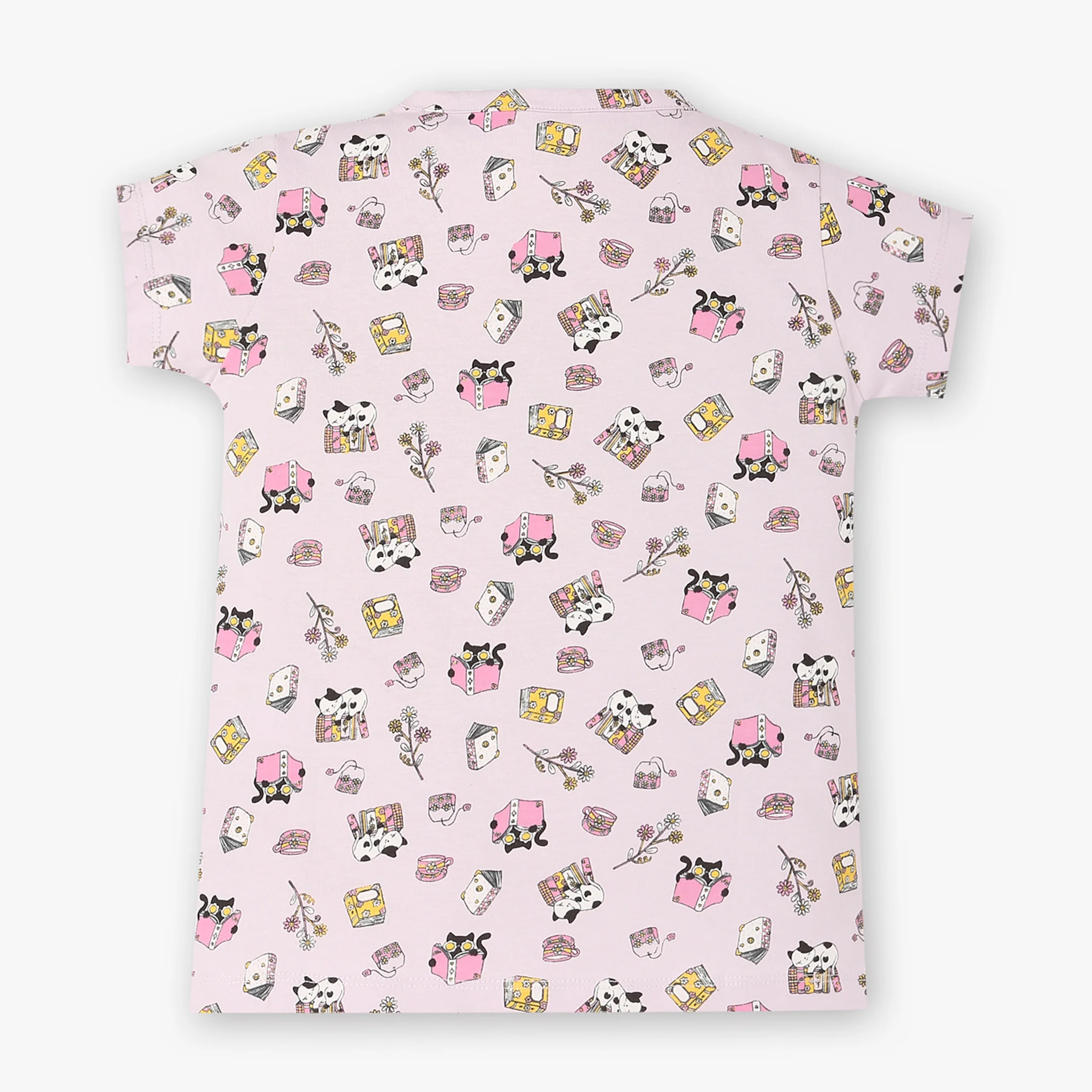 Girls Cotton Printed T-Shirt and Trackpant Sleepwear Set - Image 3