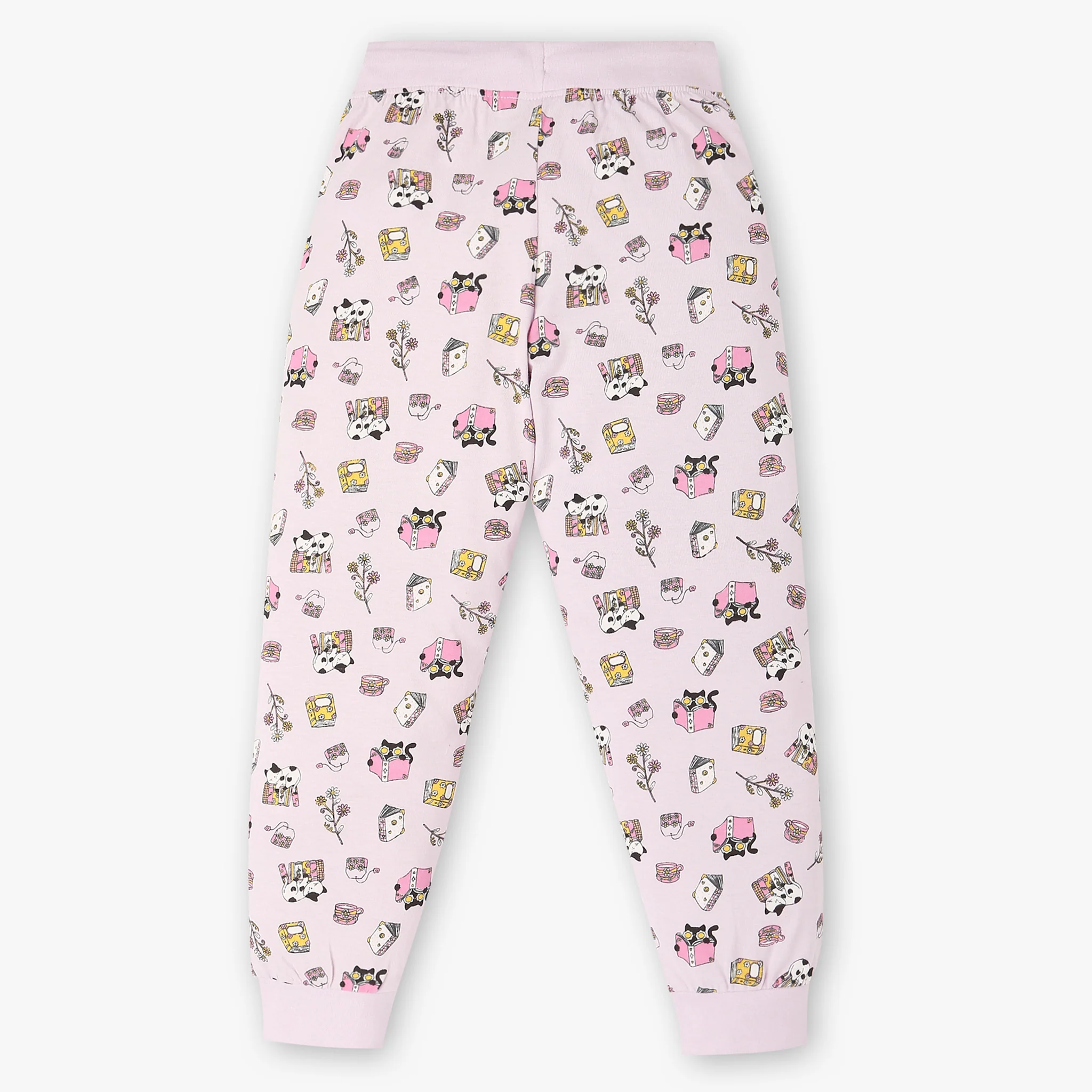 Girls Cotton Printed T-Shirt and Trackpant Sleepwear Set - Image 6