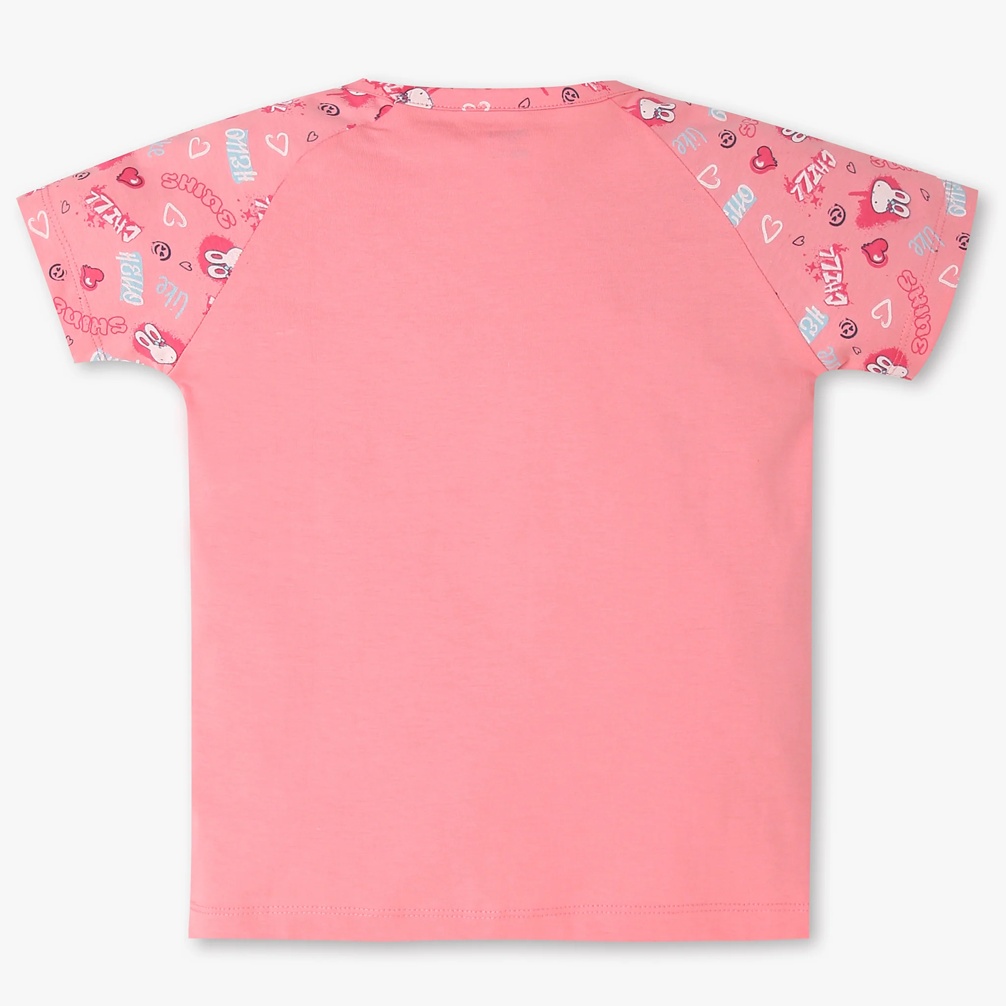 Girls Cotton Printed T-Shirt with Trackpant Snooze Set - Image 3