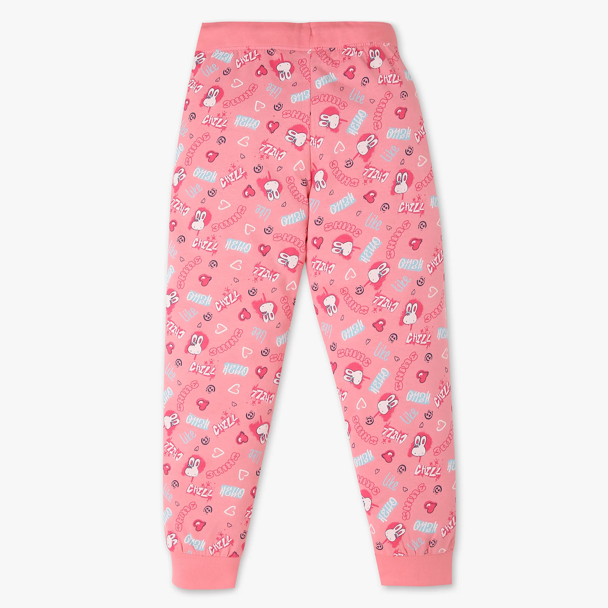 Girls Cotton Printed T-Shirt with Trackpant Snooze Set - Image 6