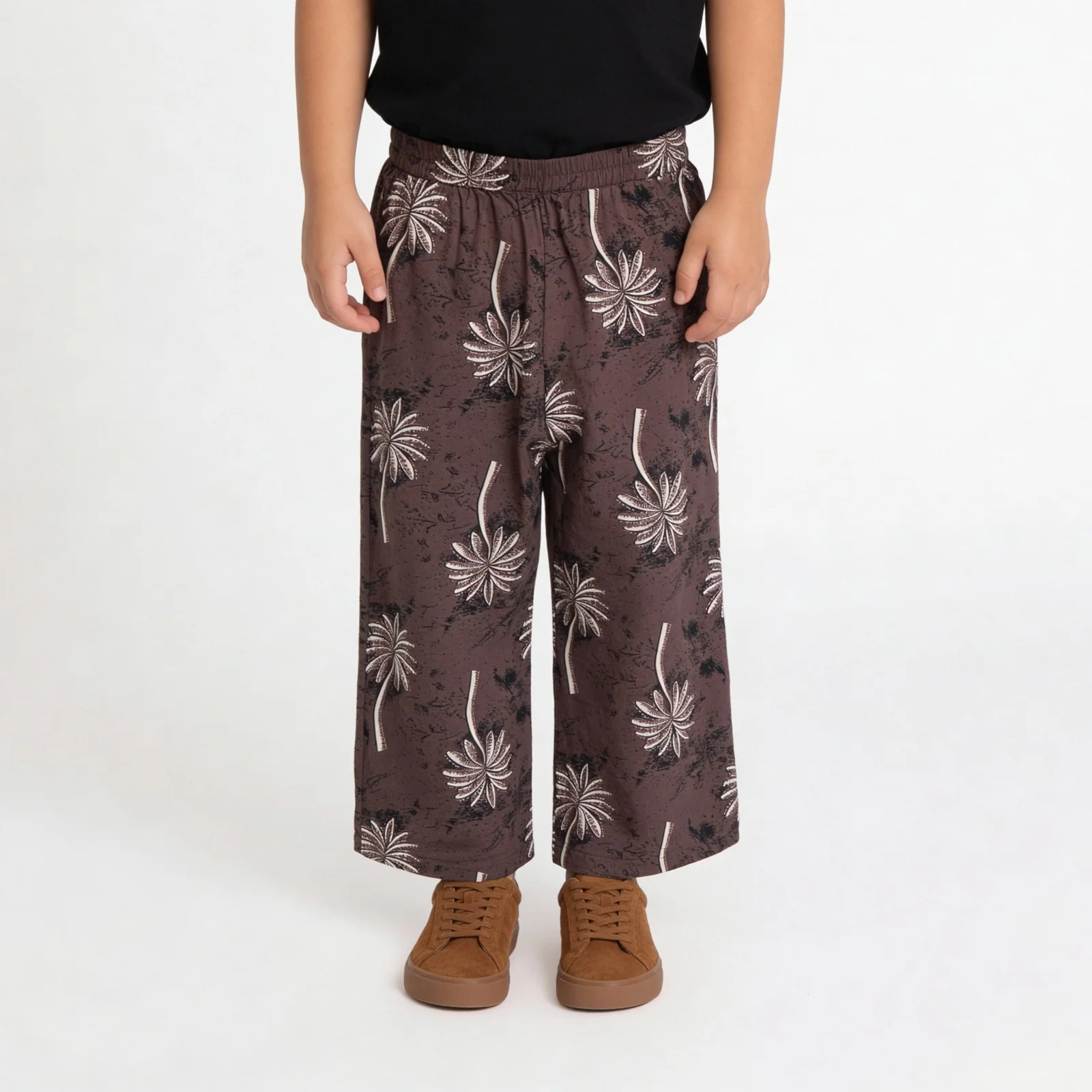 Girls Cotton Printed Wide Leg Boho Pants - Image 2