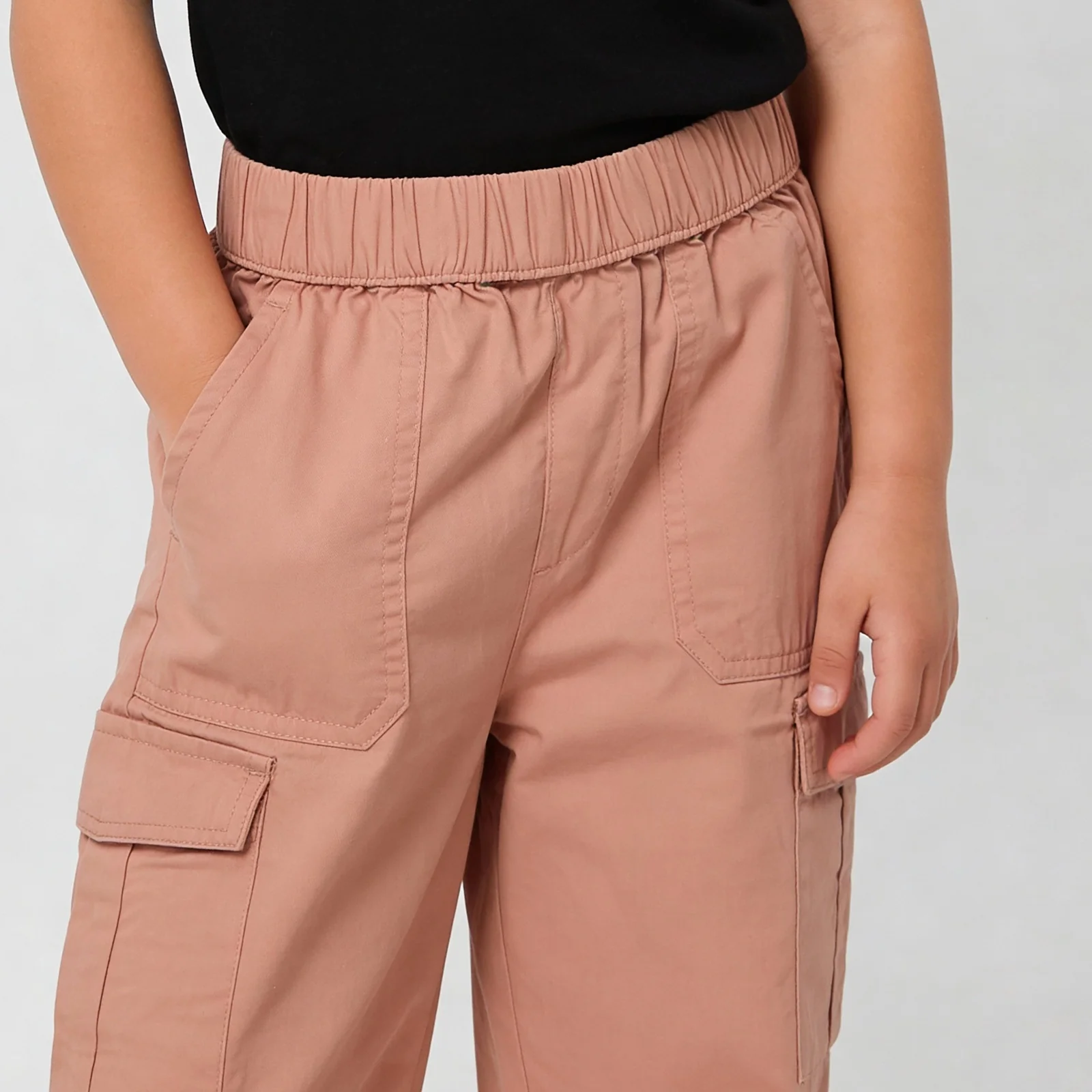 Girls Cotton Solid Joggers - Image 4
