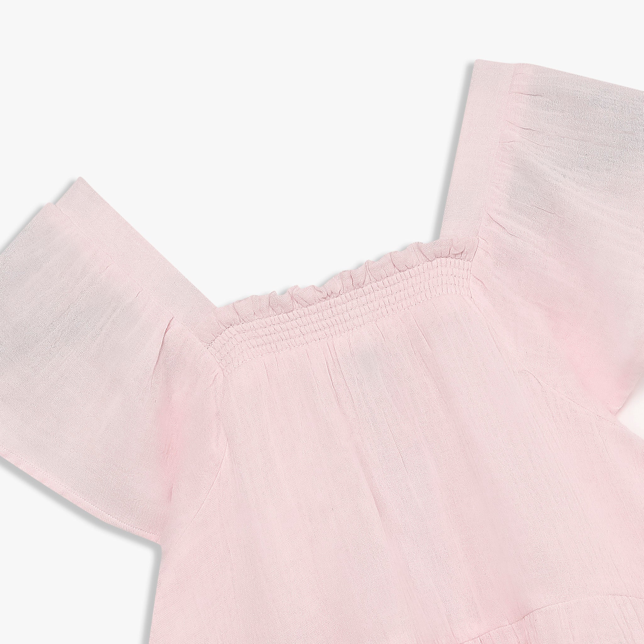 Girls Cotton Solid Knee Length Frock - Image 3