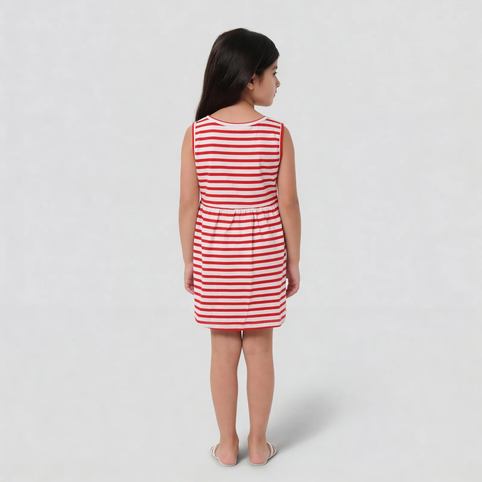 Girls Cotton Striped Knitted Frock - Image 3