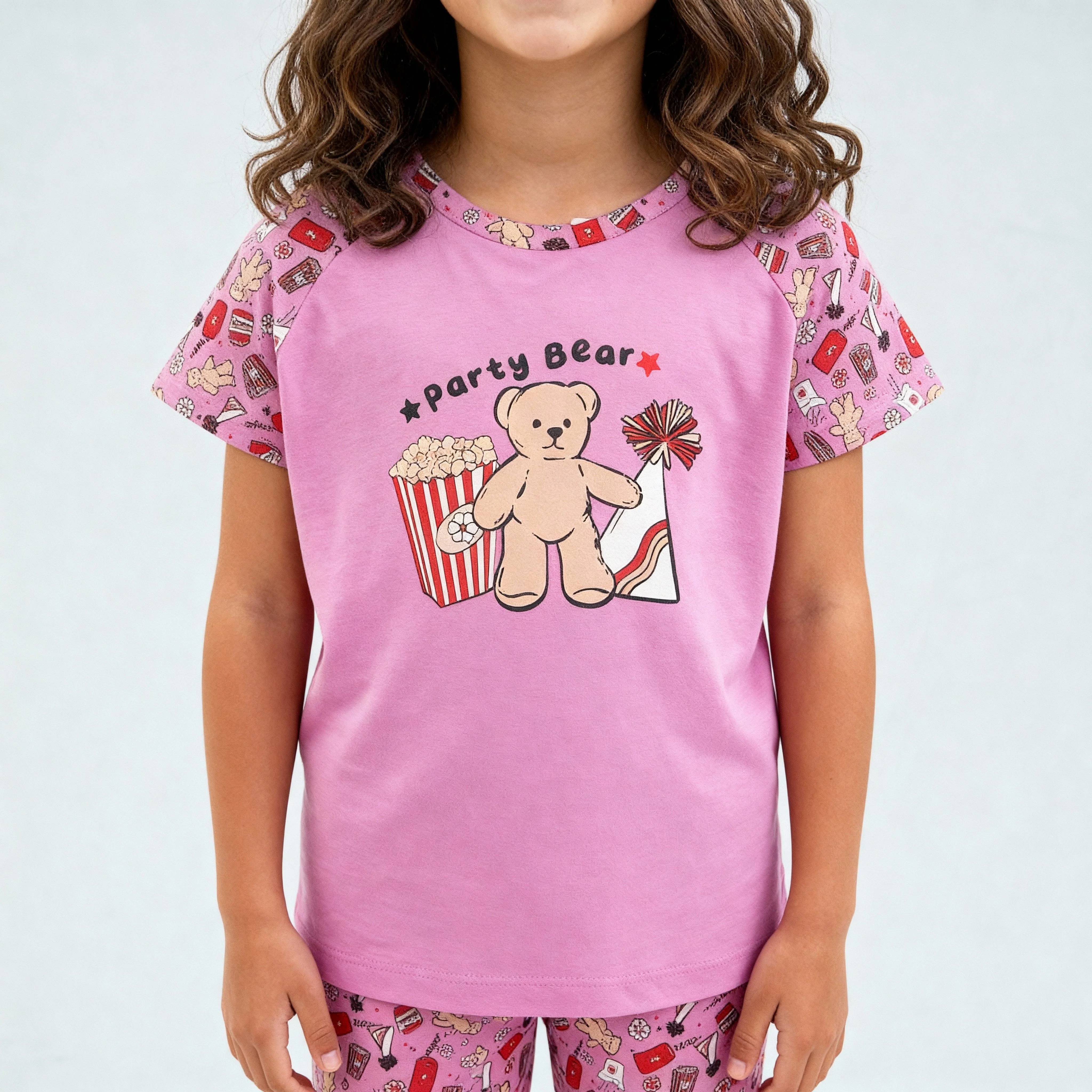 Girls Cotton T-Shirt with Trackpant Sleepwear Set - Image 4