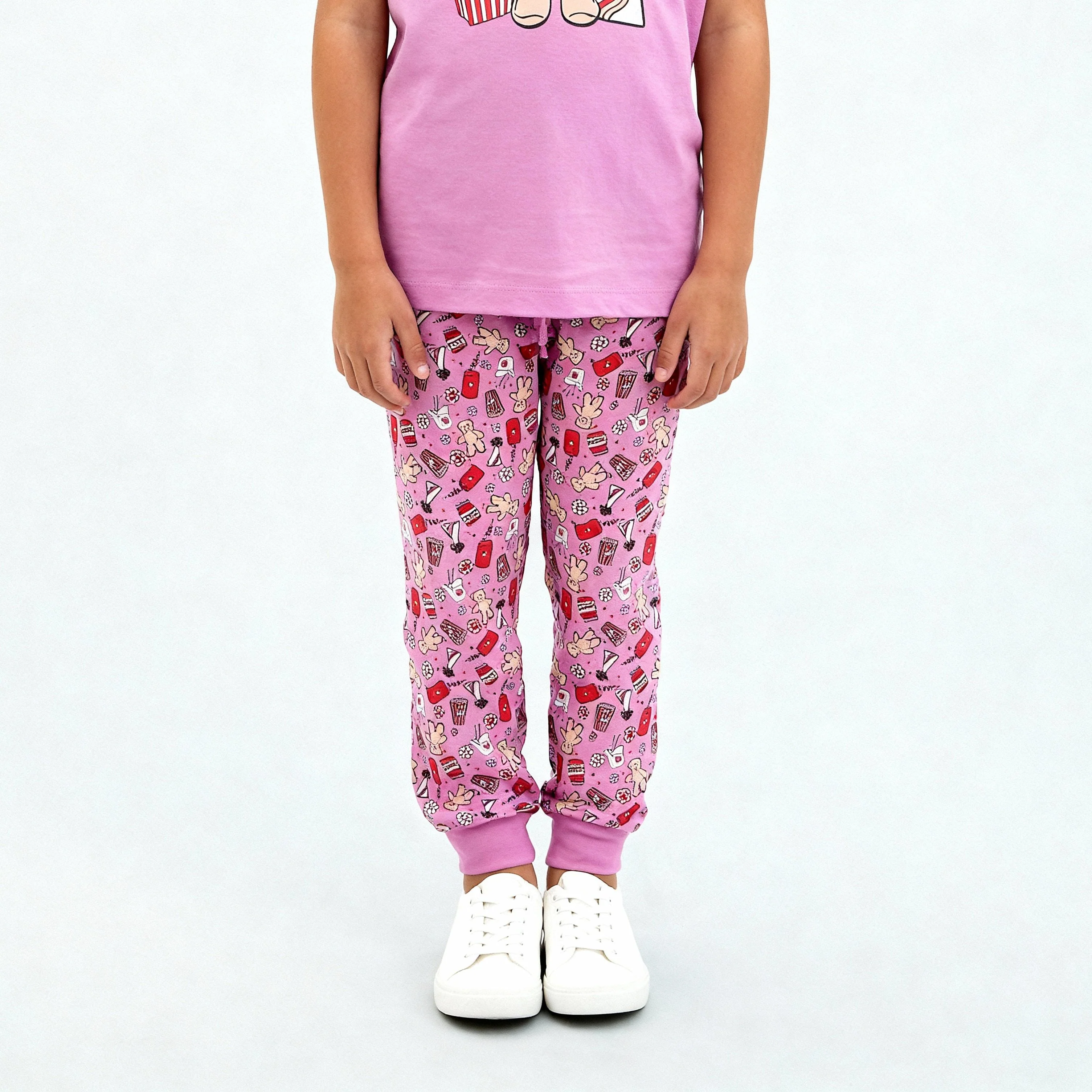 Girls Cotton T-Shirt with Trackpant Sleepwear Set - Image 5