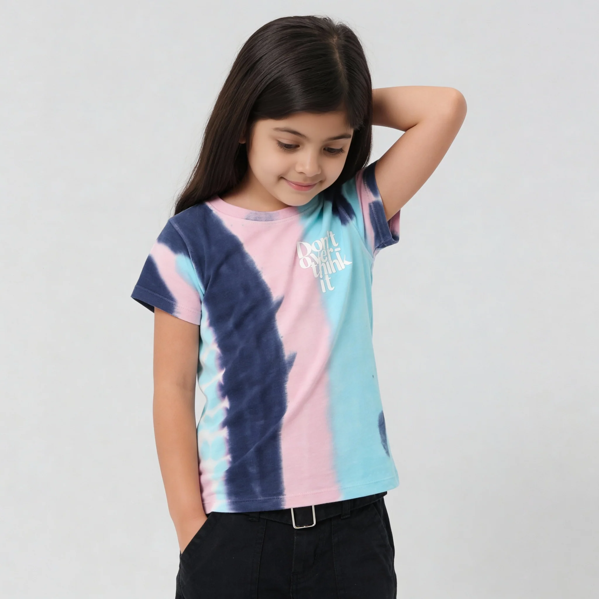 Girls Cotton Tie - Dye Cartoon Cowboy T-Shirt - Image 2