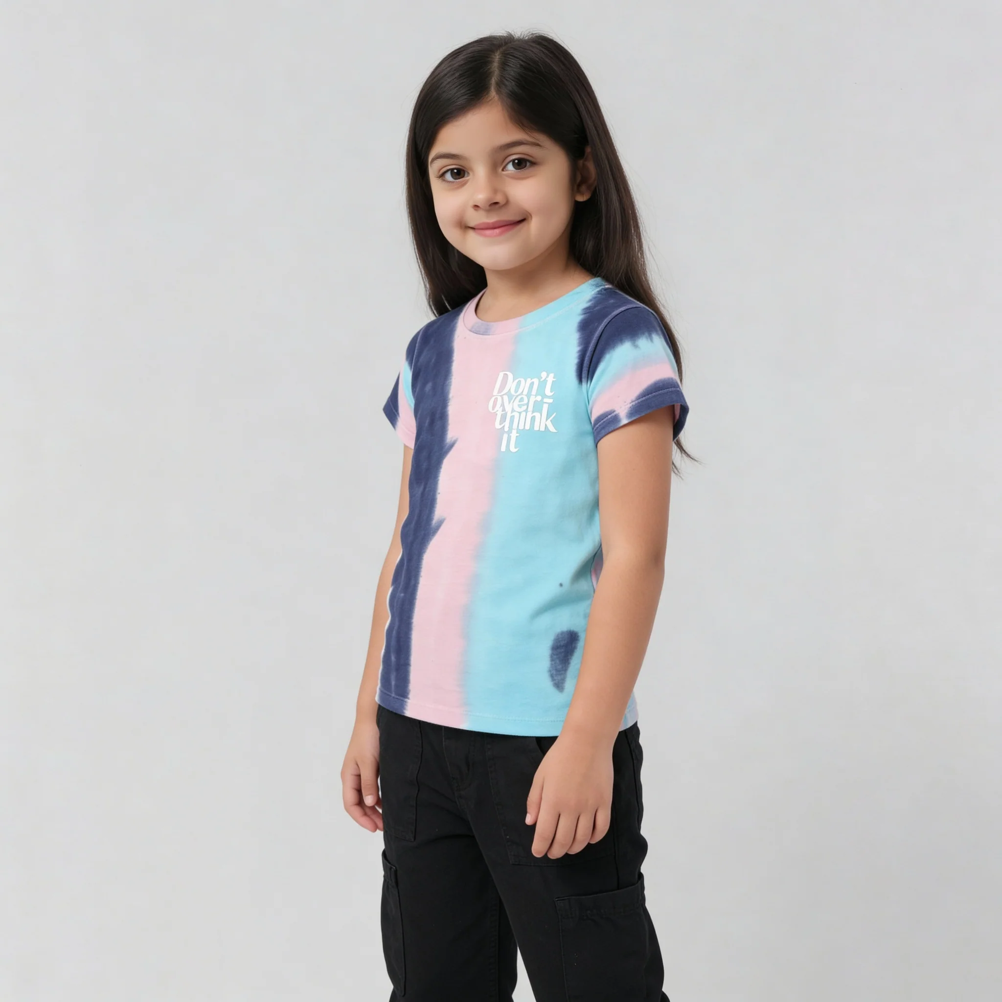 Girls Cotton Tie - Dye Cartoon Cowboy T-Shirt - Image 5