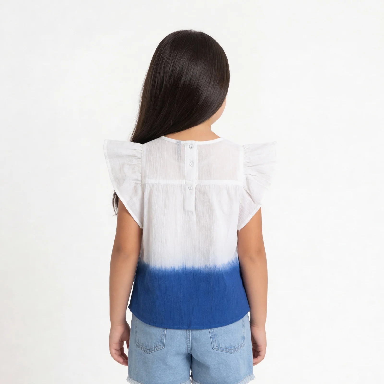 Girls Cotton Tie-Dye Woven Top - Image 3