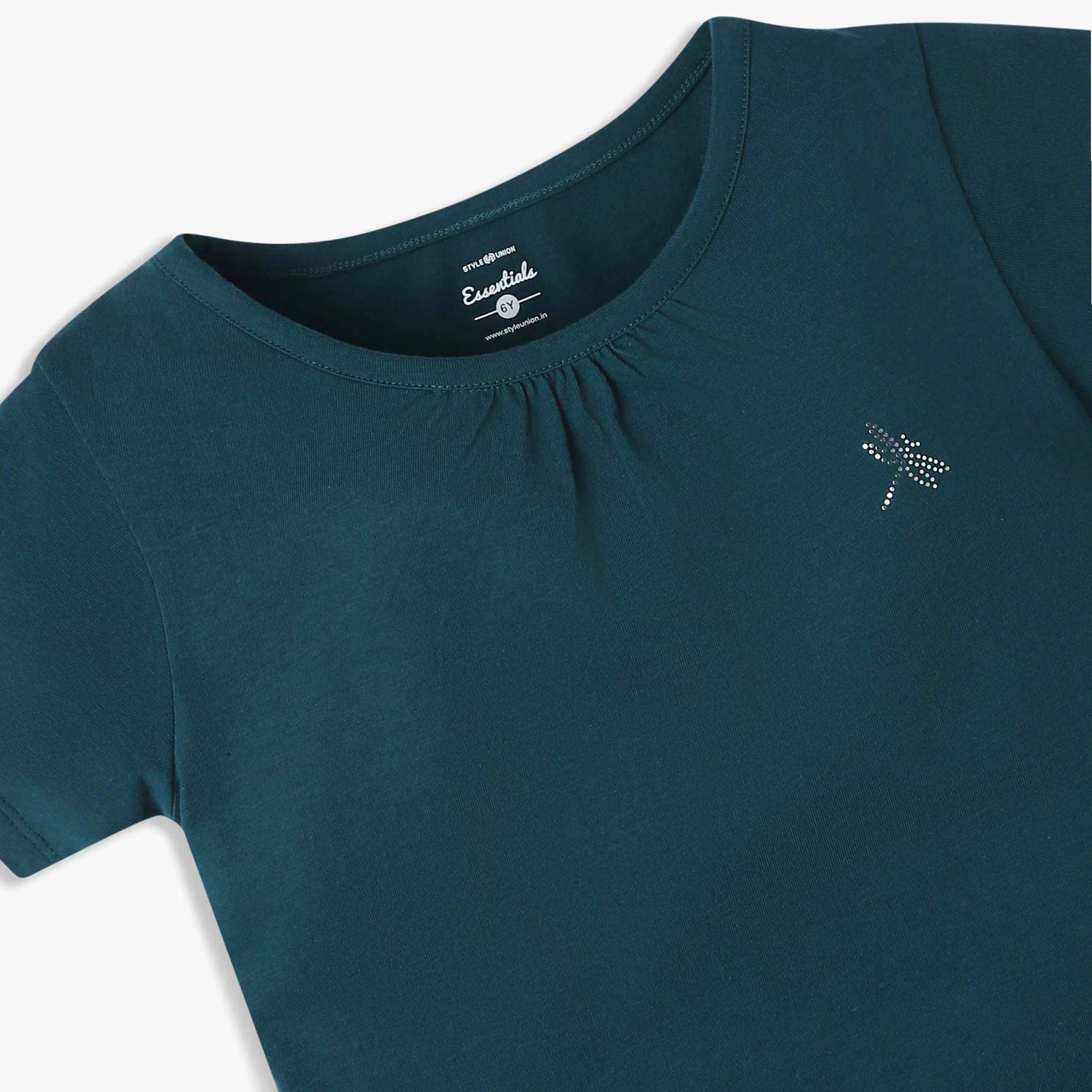 Girls Crew Neck All Day Essential Solid T-Shirt - Image 12