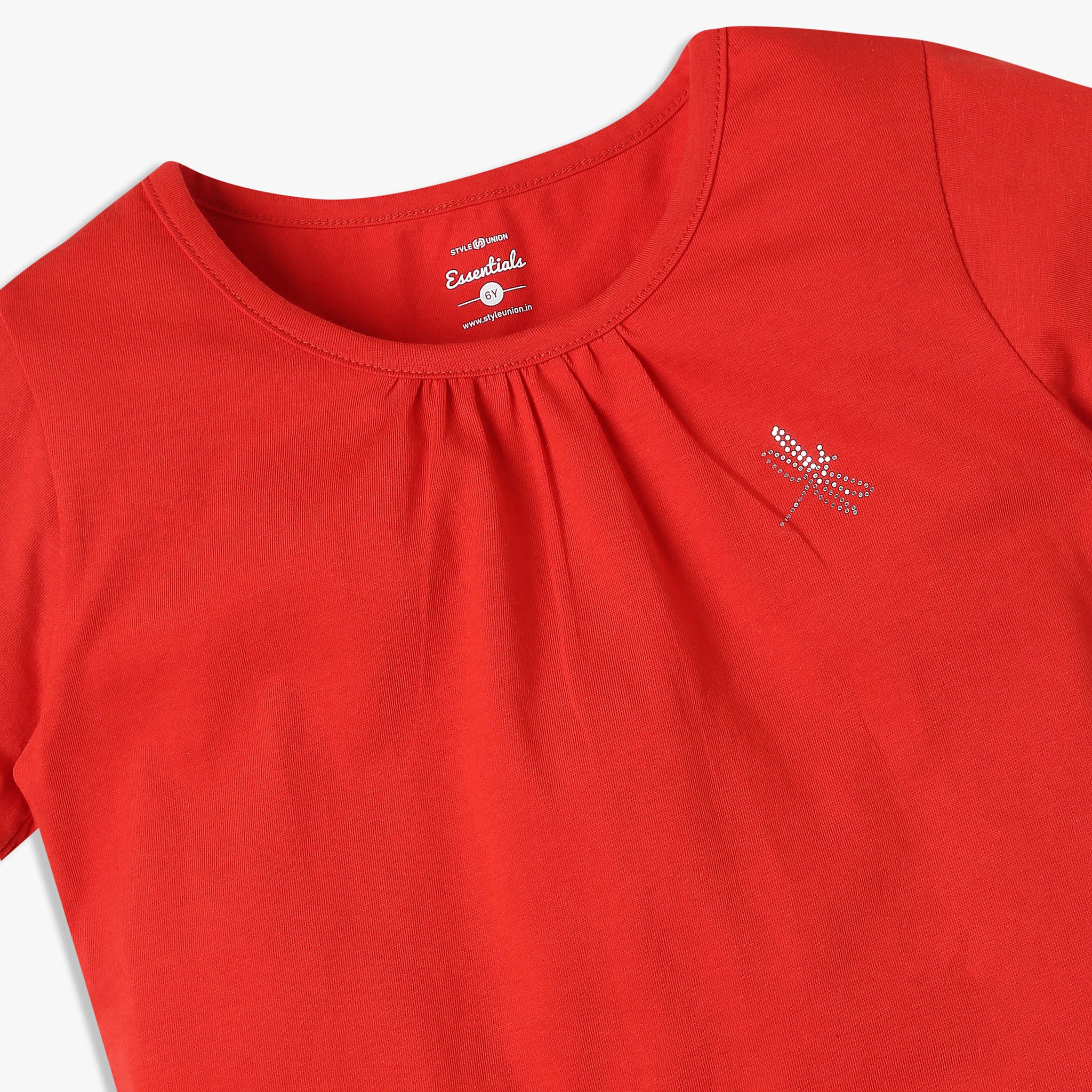 Girls Crew Neck All Day Essential Solid T-Shirt - Image 3