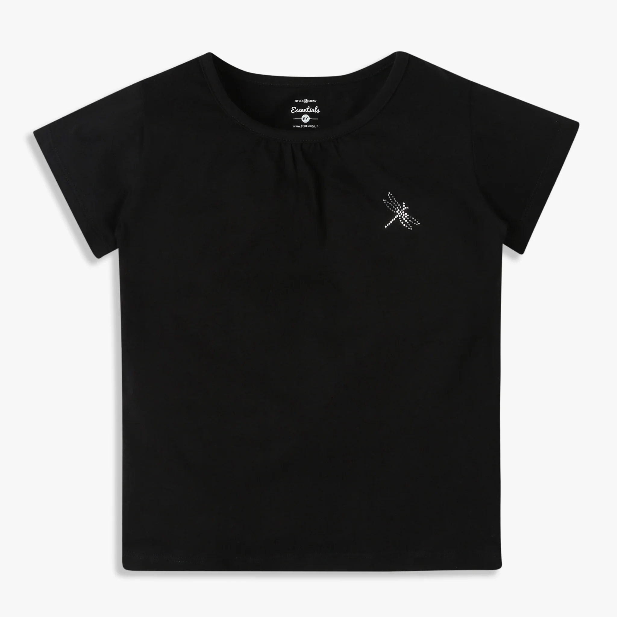 Girls Crew Neck All Day Essential Solid T-Shirt - Image 4