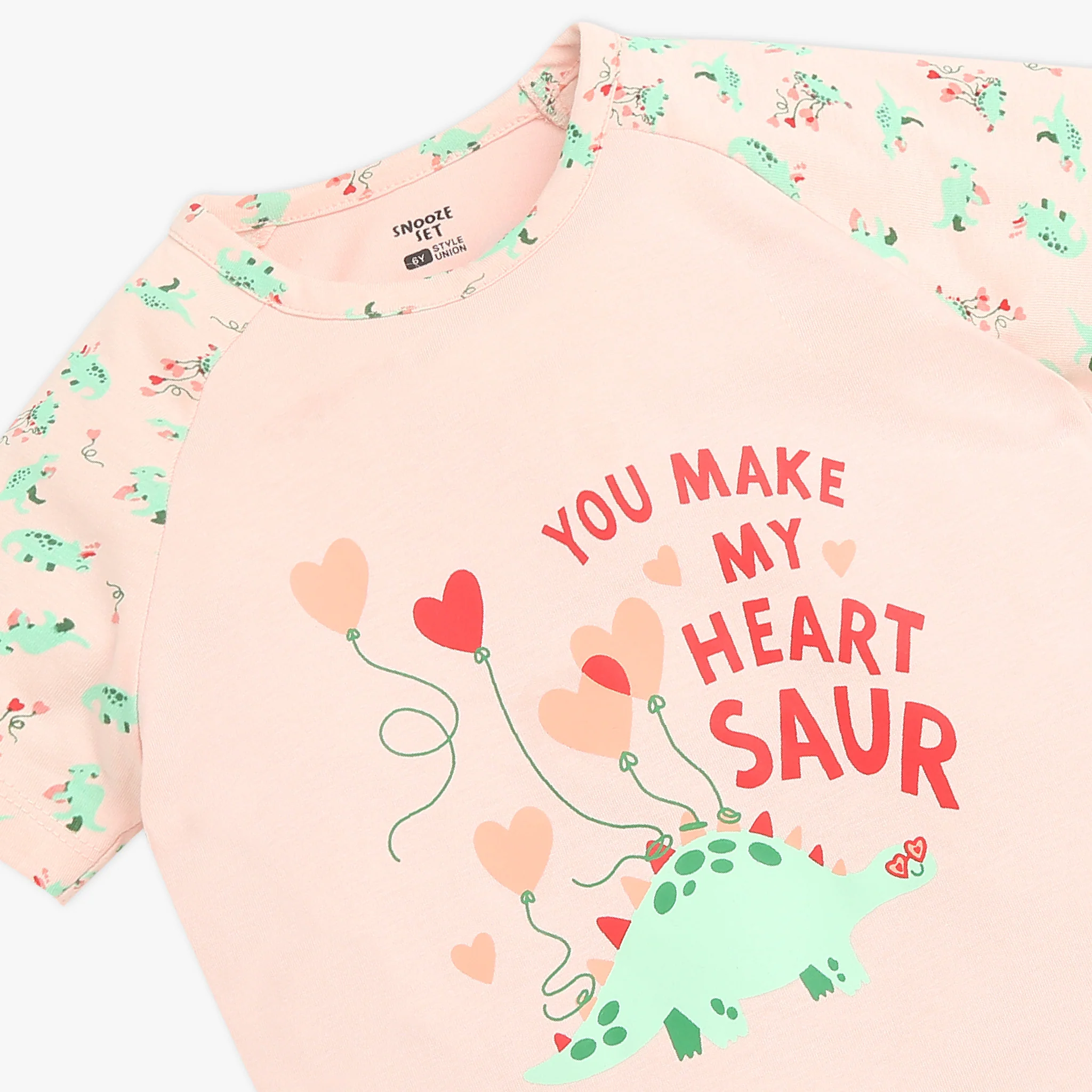 Girls Crew Neck Cap Sleeve Printed Must Have Snooze Co-Ord Set - Image 4