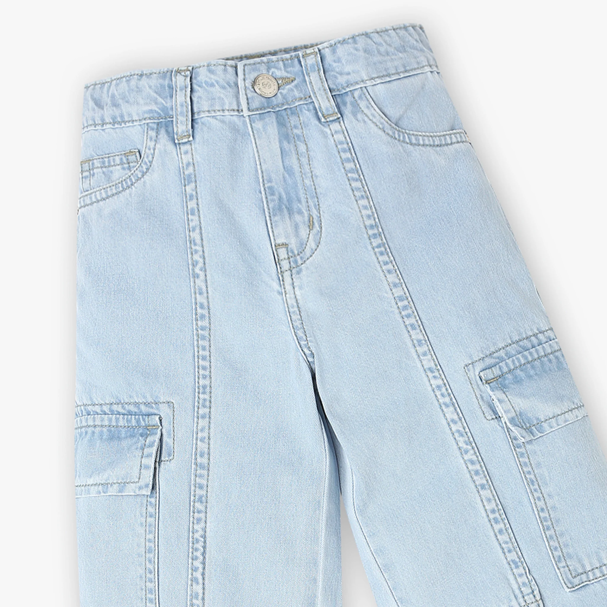 Girls Denim Cargos - Image 3