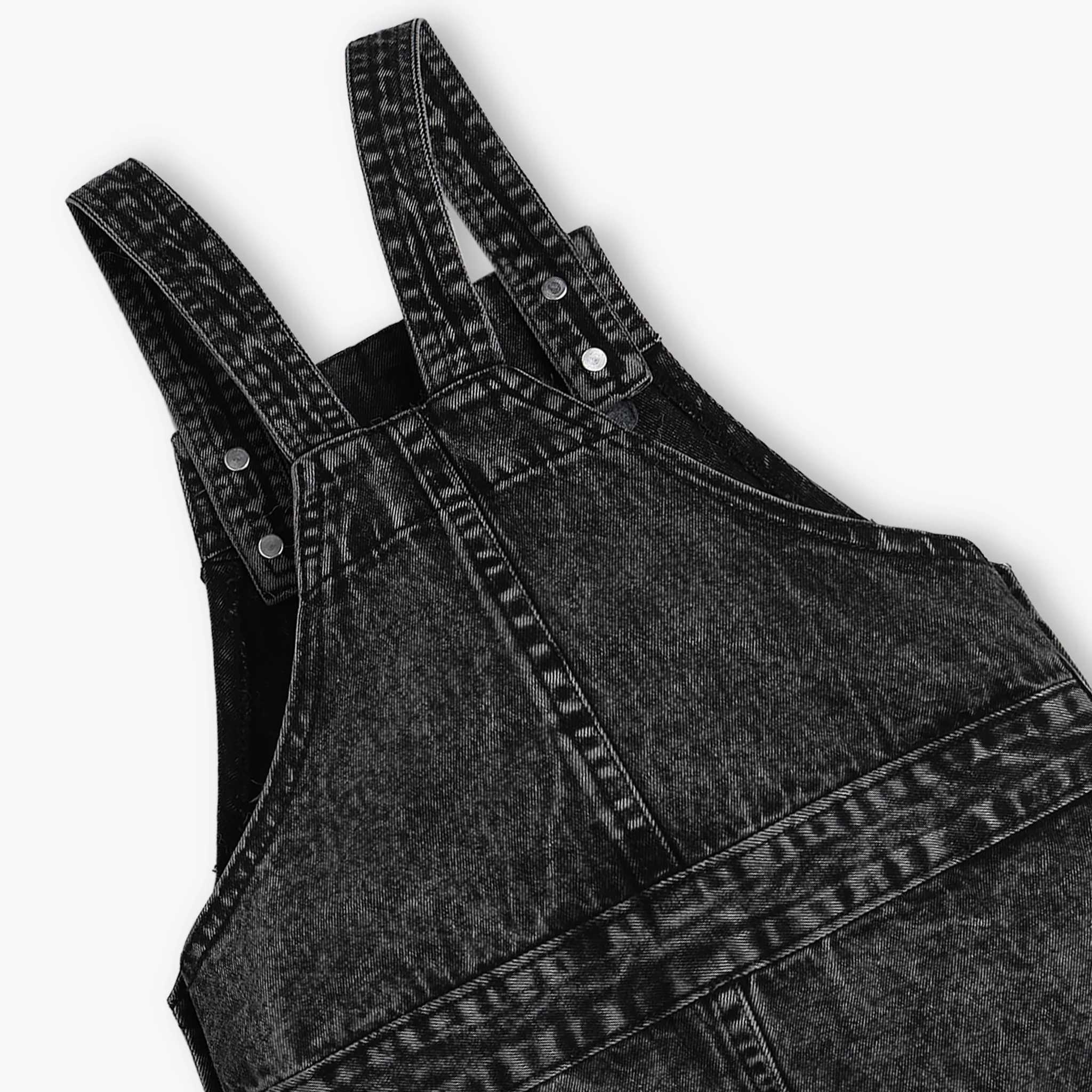 Girls Denim Pinafore Dress With Bold Patch Pocket - Image 3