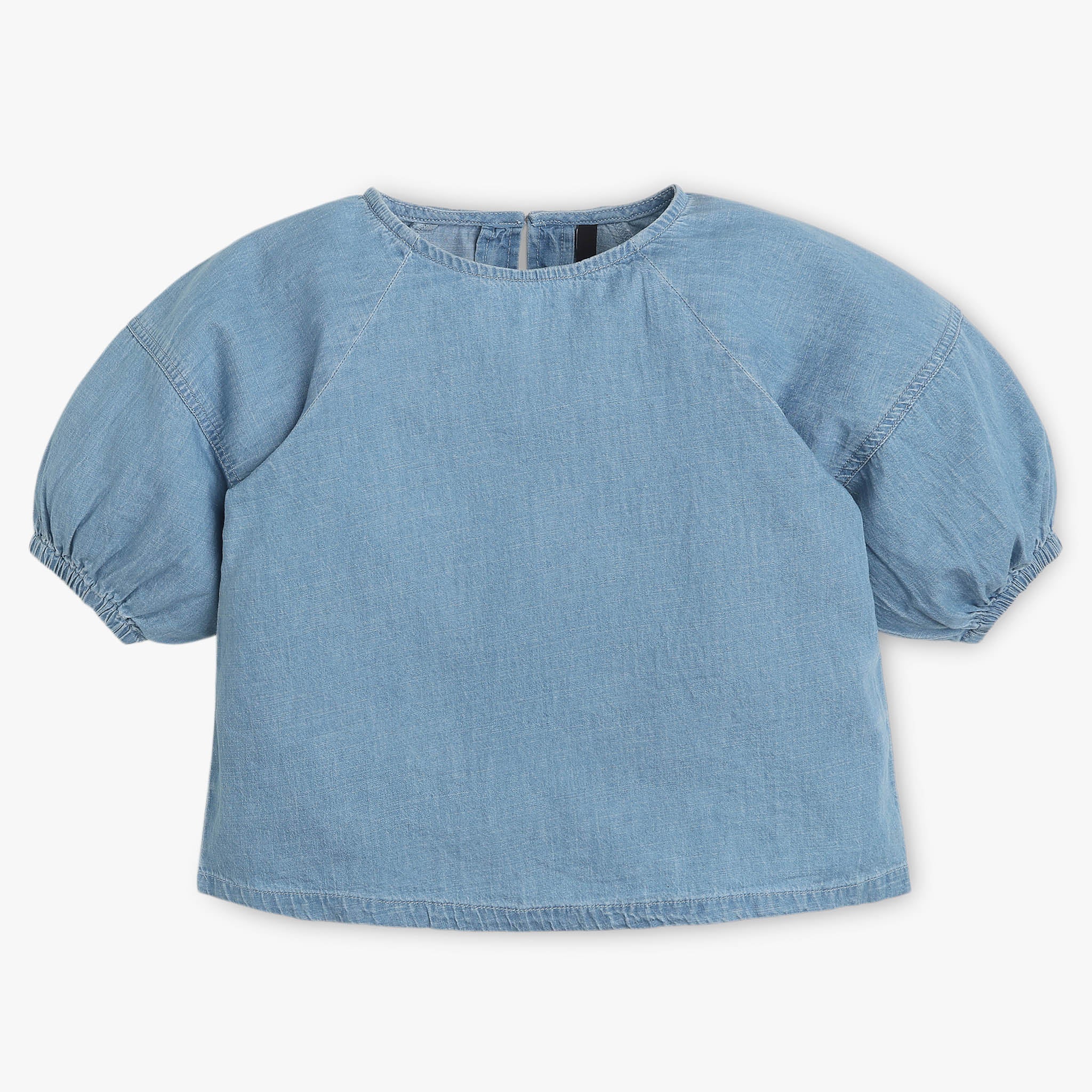 Girls Denim Top With Peplum Sleeve