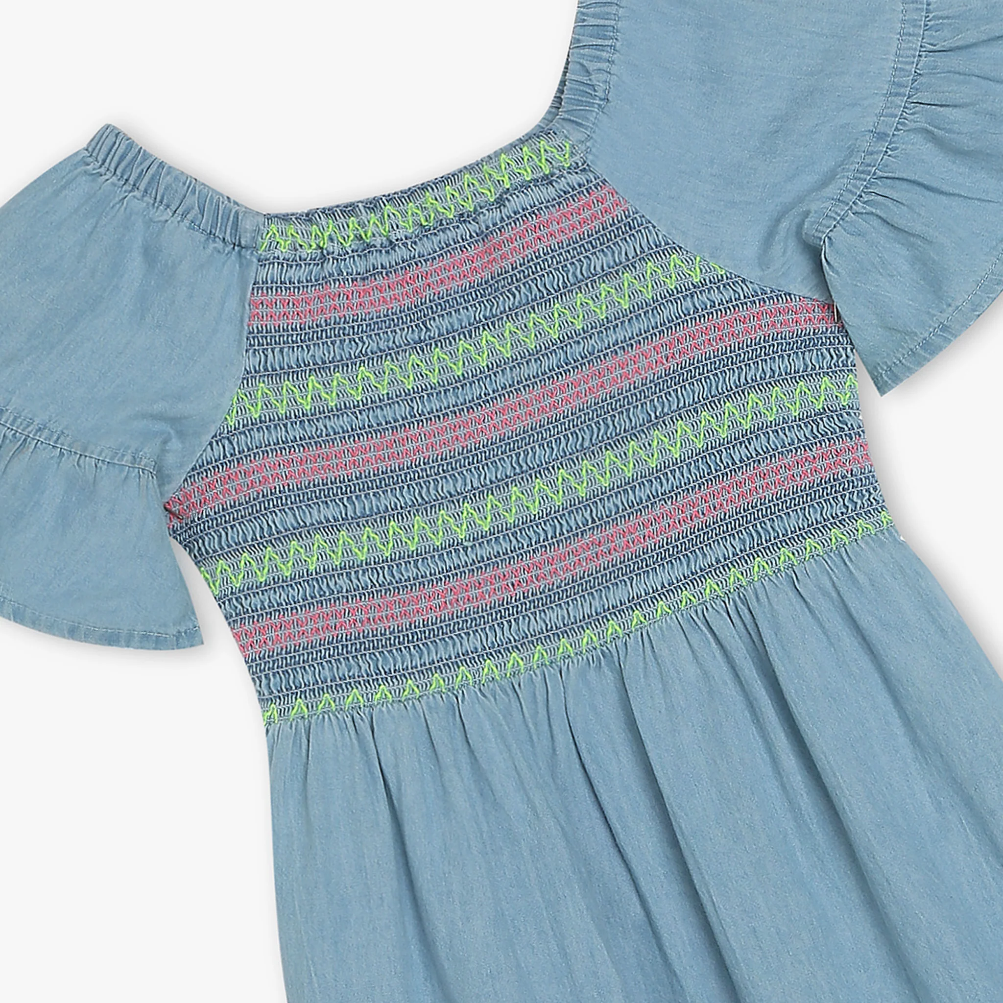 Girls Embellished Denim Dress - Image 3