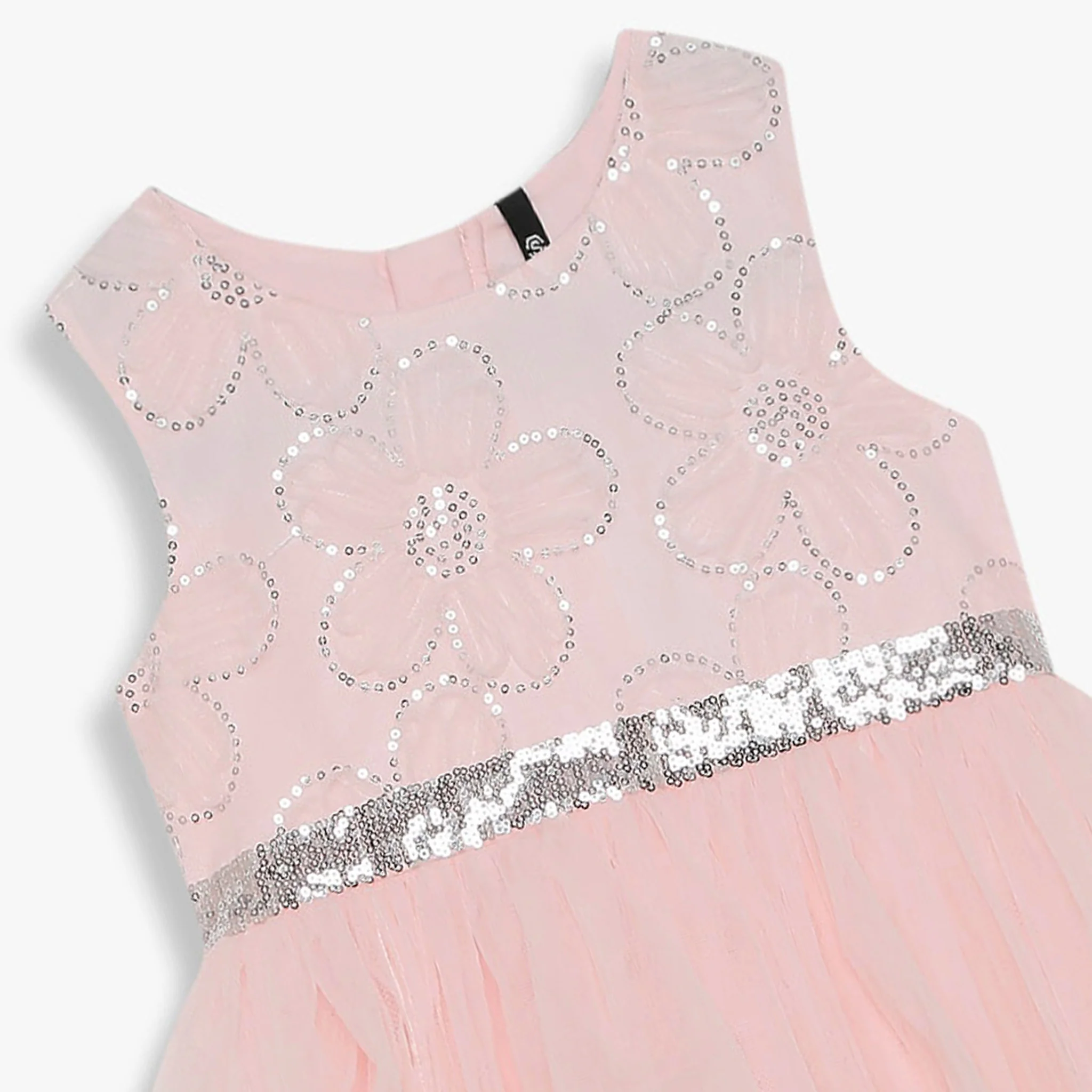 Girls Embellished Knee Length High Fashion Party Sleeveless Dress - Image 3