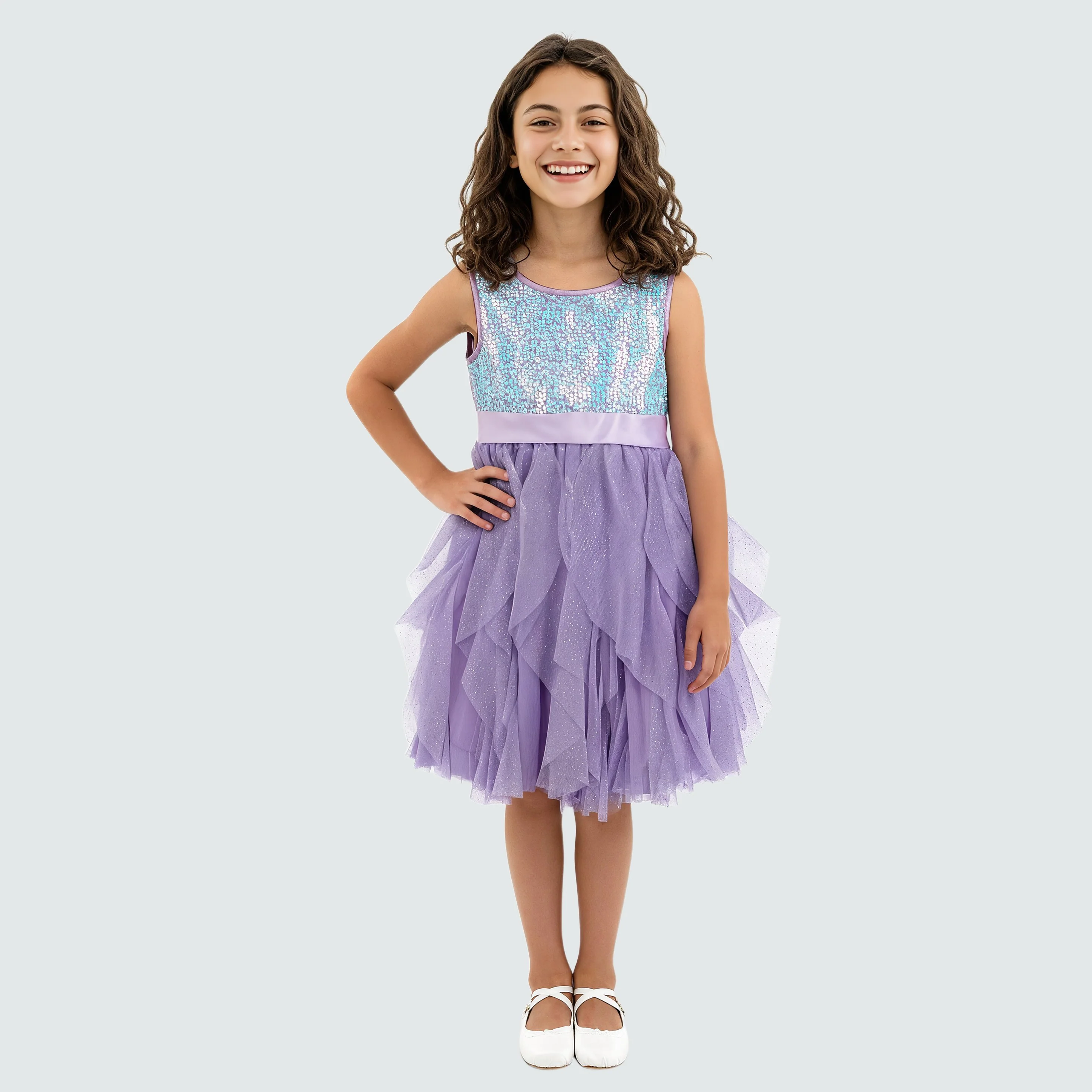 Girls Embellished Satin Dress