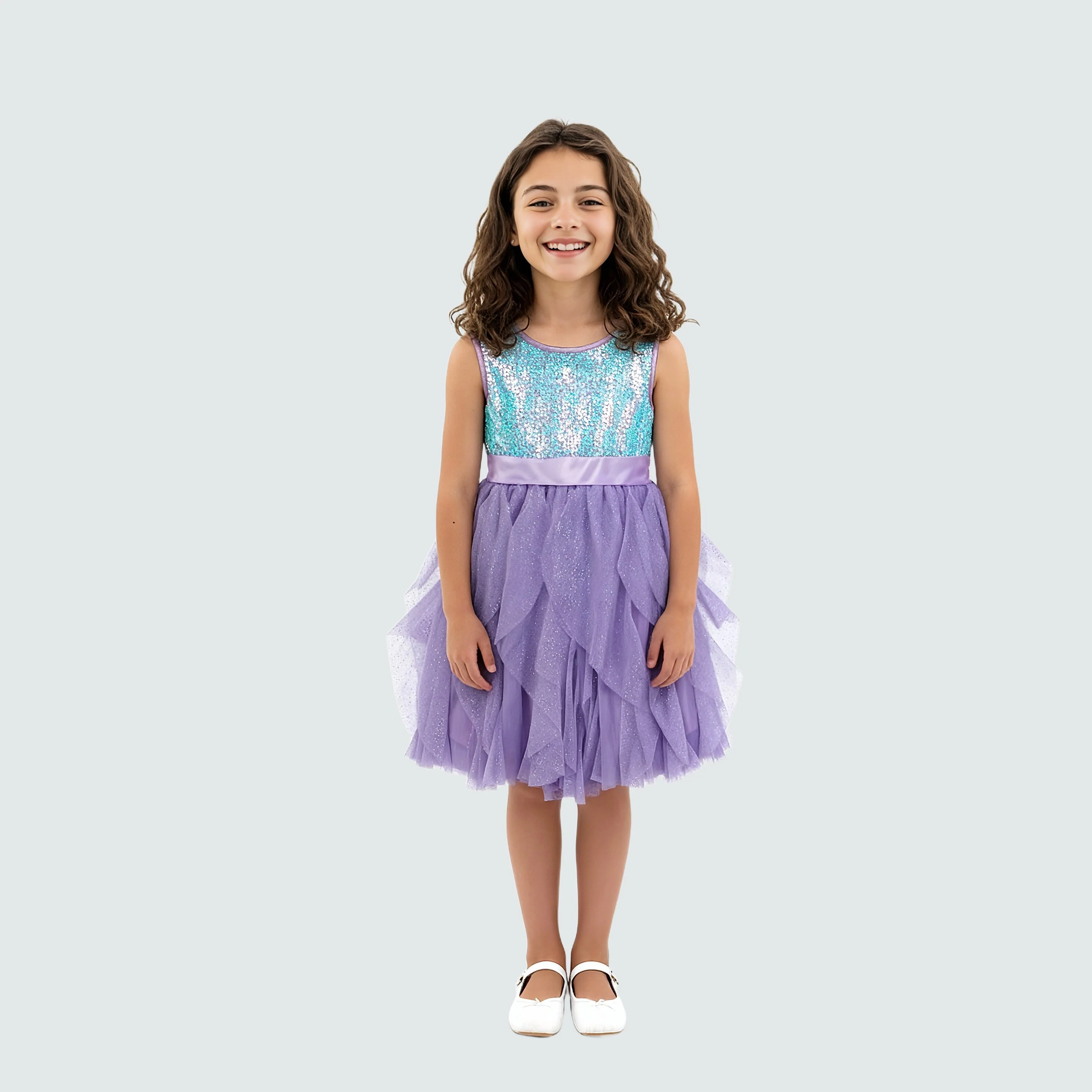 Girls Embellished Satin Dress - Image 2