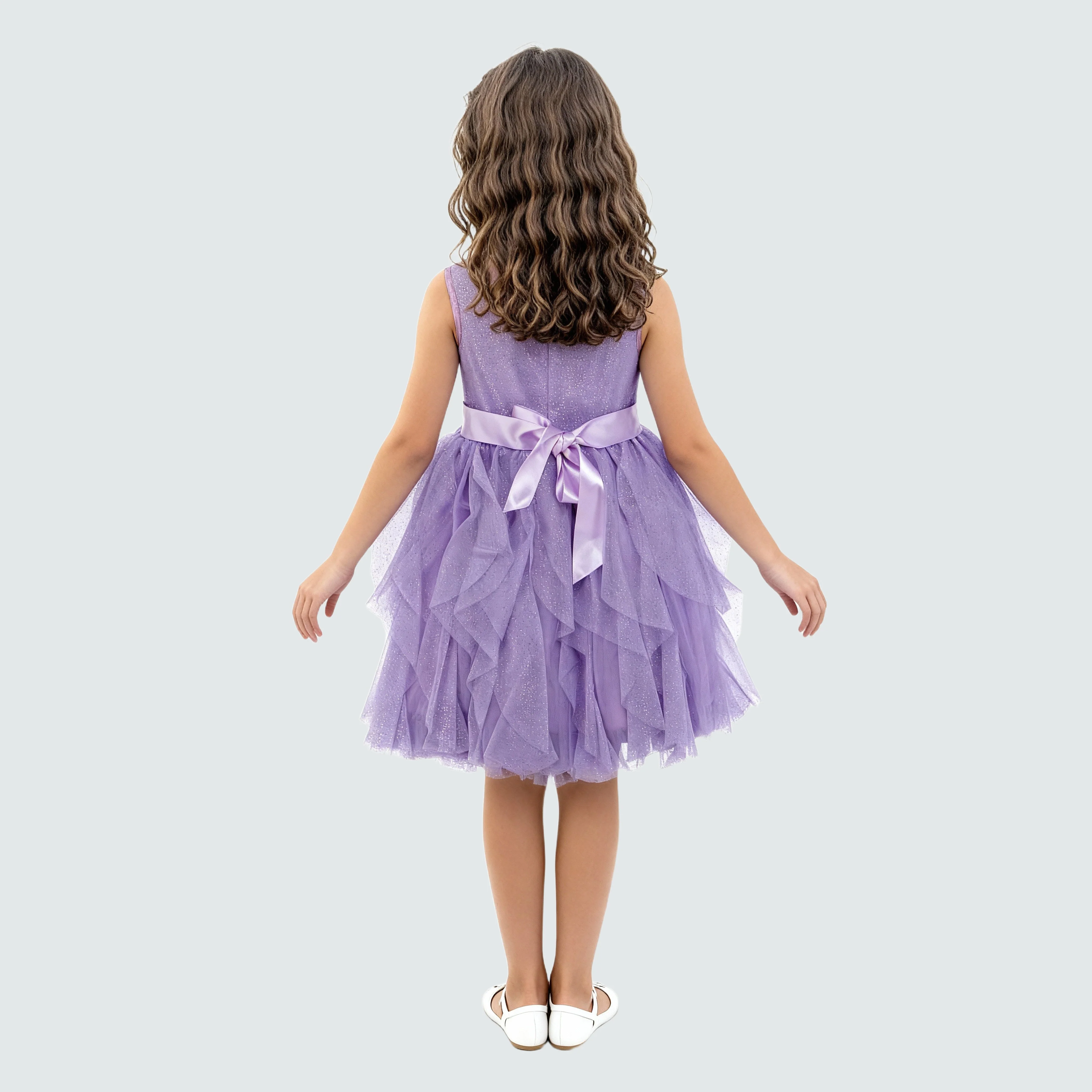 Girls Embellished Satin Dress - Image 3