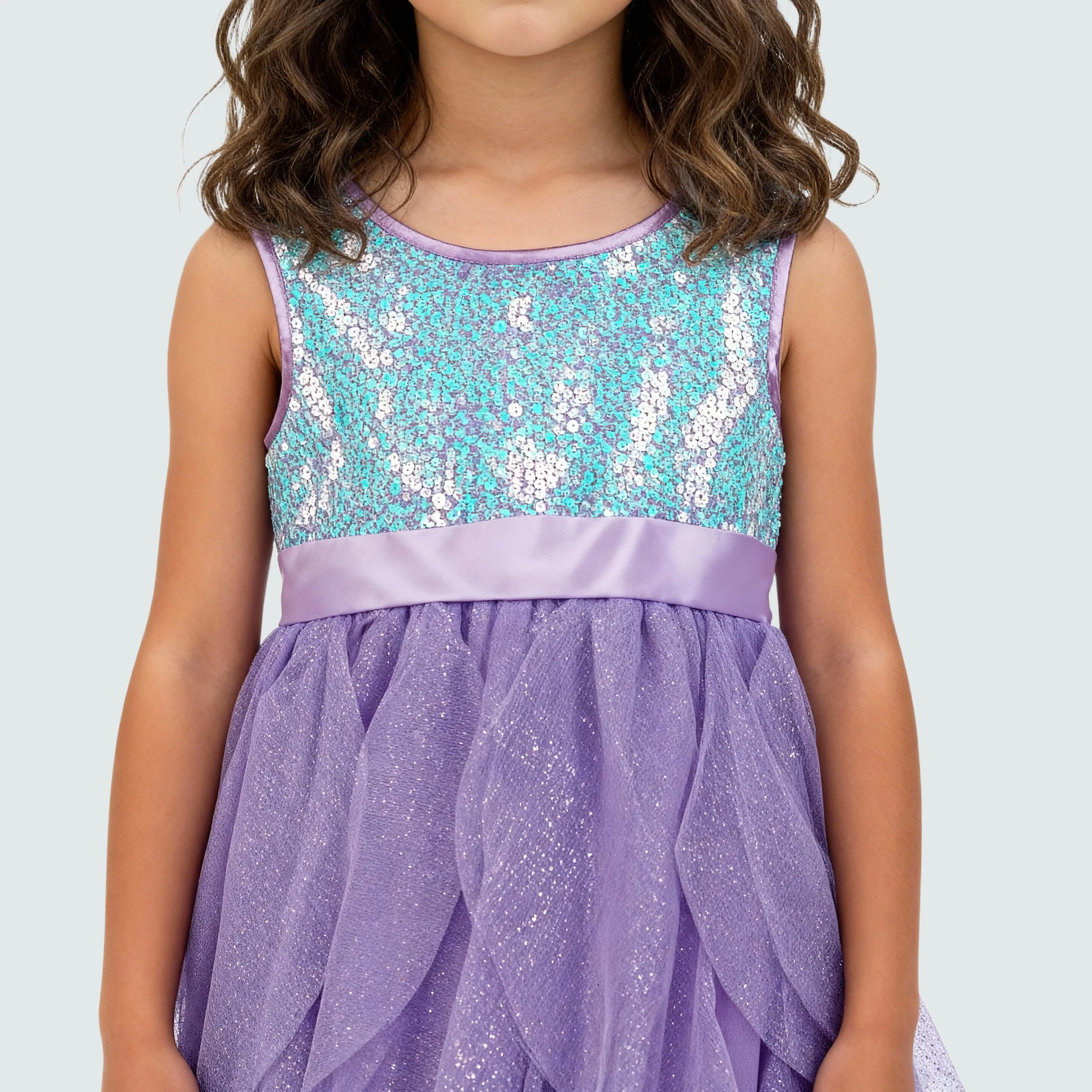 Girls Embellished Satin Dress - Image 4