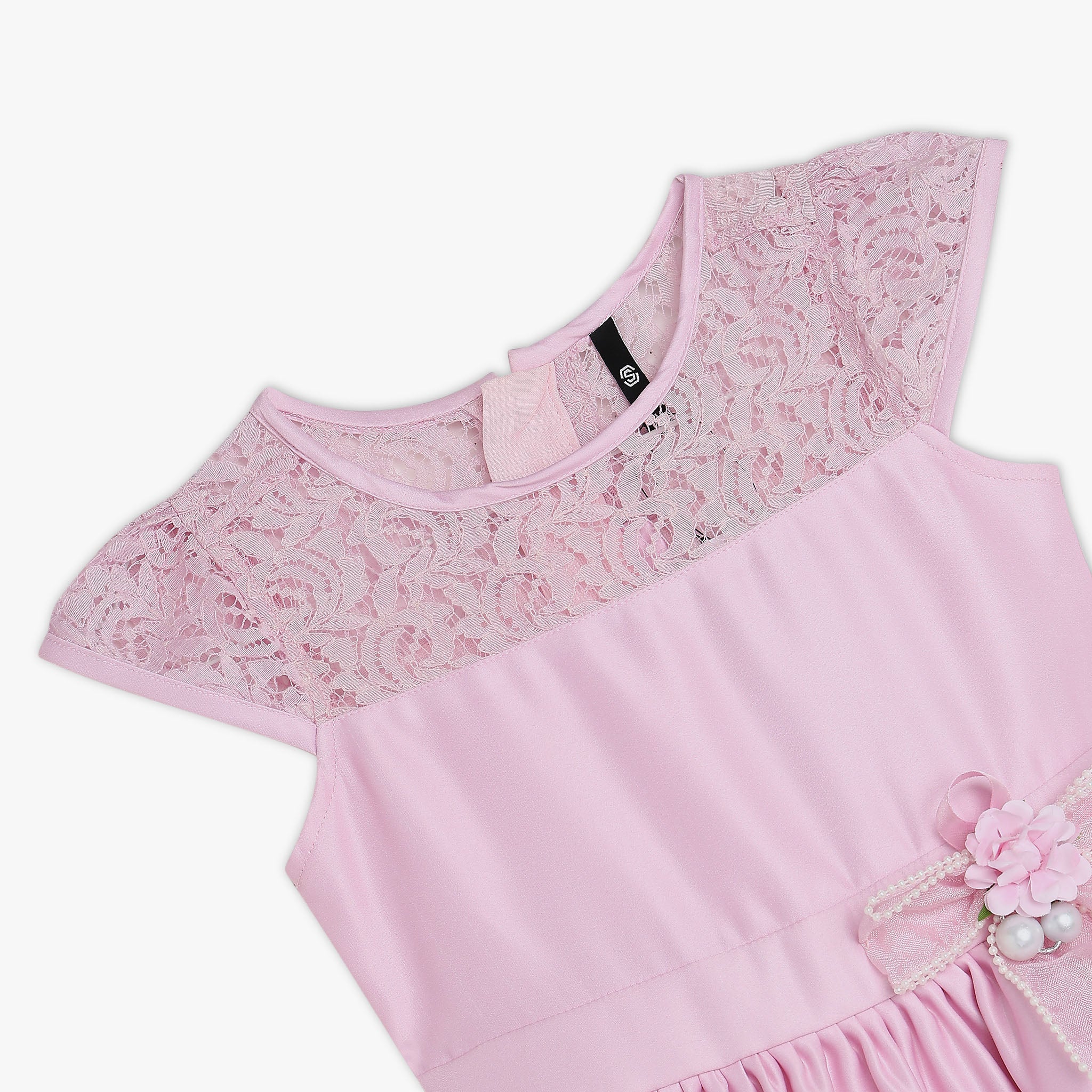 Girls Embellished Satin Frock - Image 3