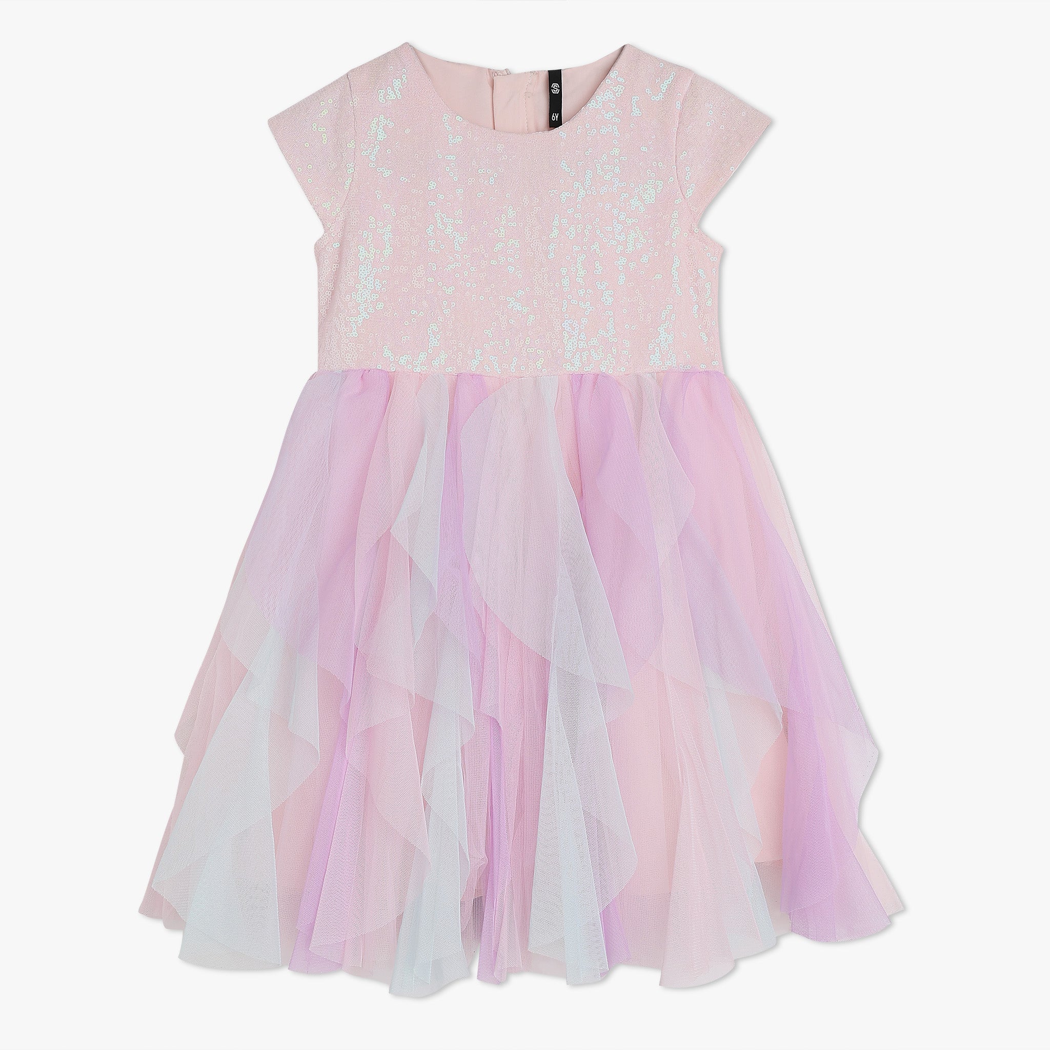 Girls Embellished Satin Frock
