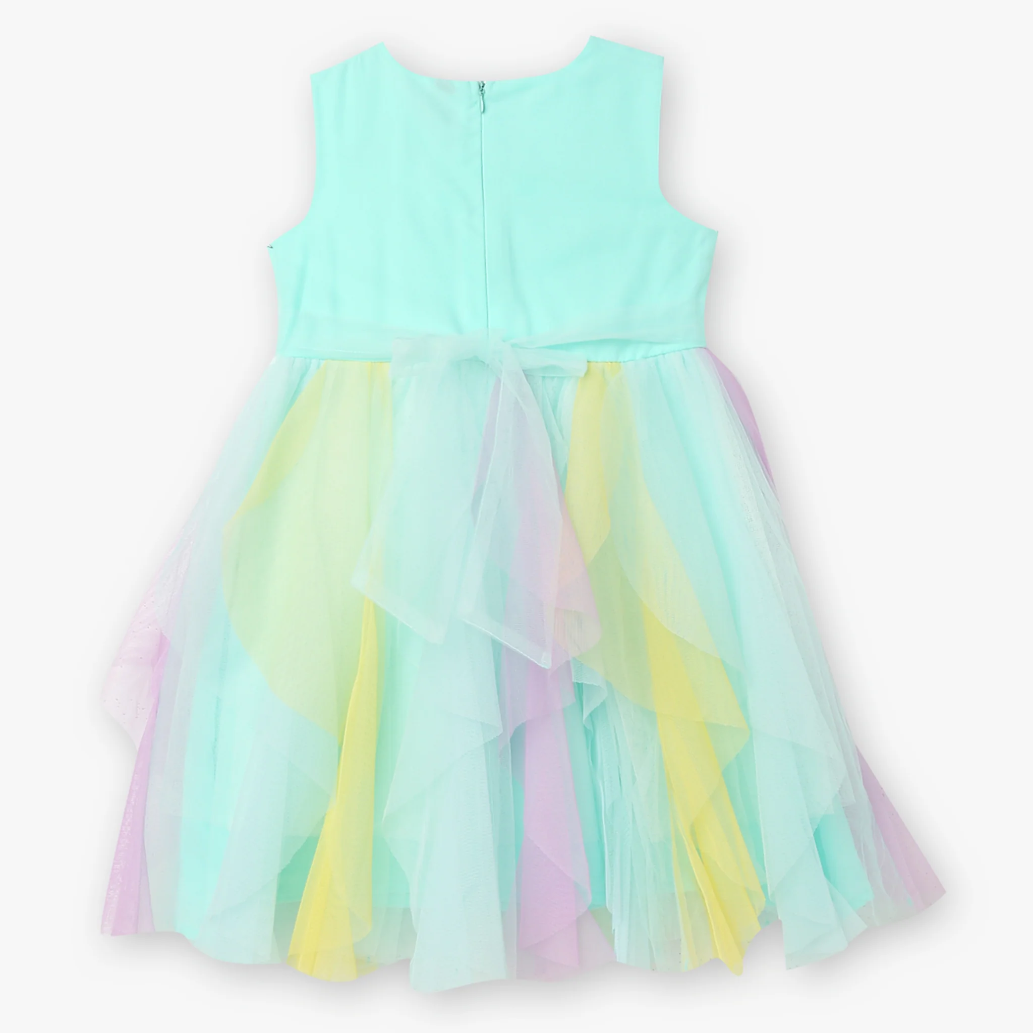 Girls Embellished Satin Party Frock - Image 2