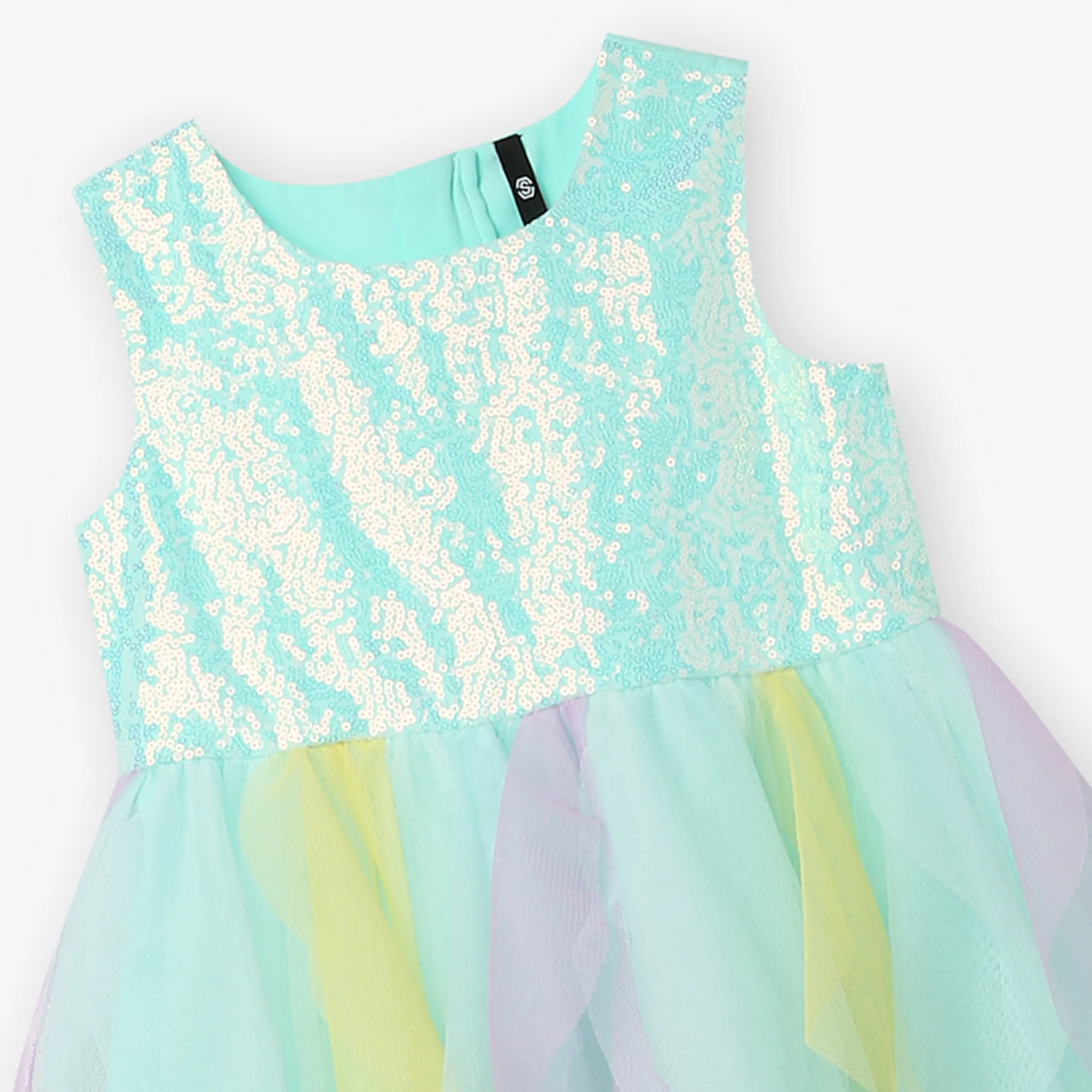 Girls Embellished Satin Party Frock - Image 3