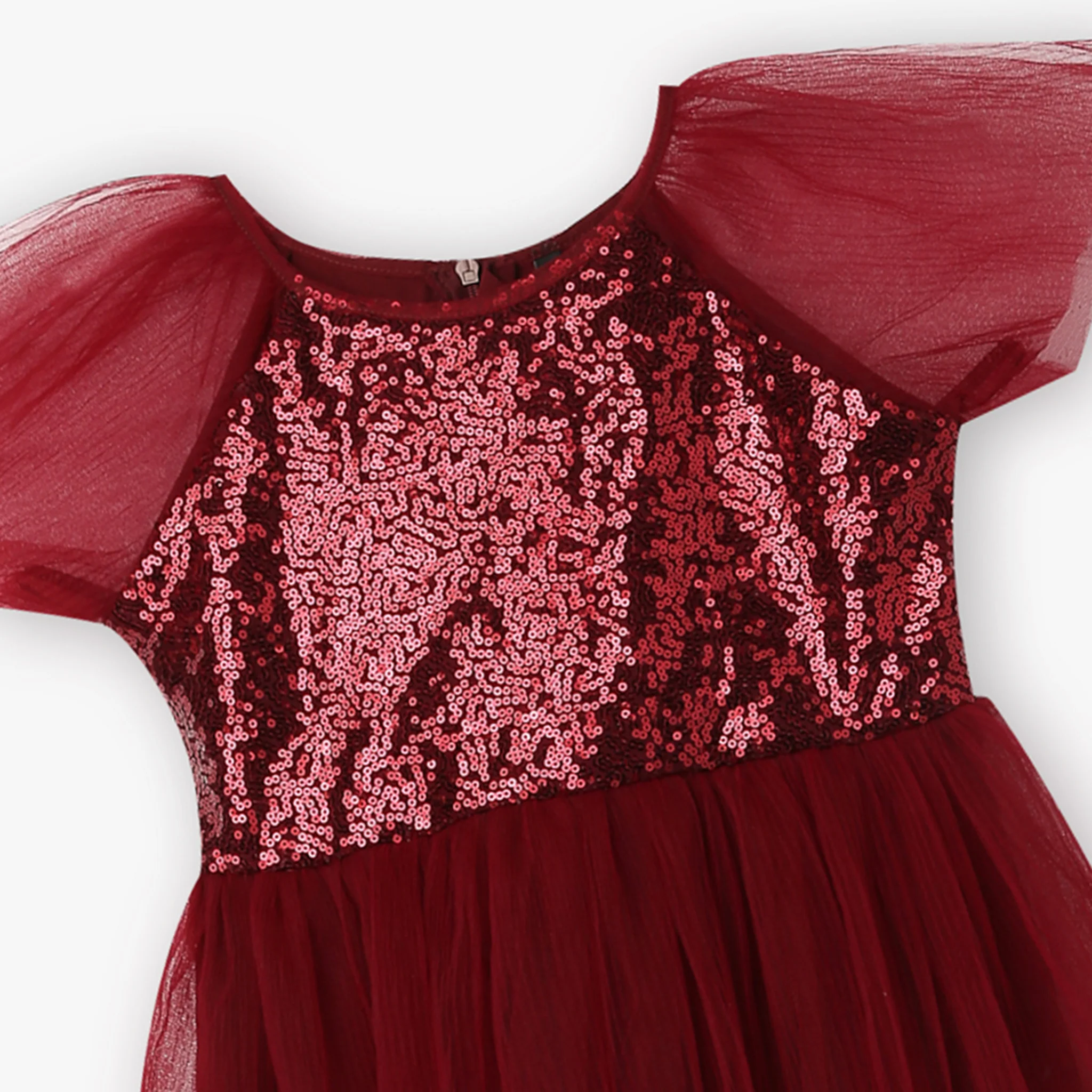 Girls Embellished Satin Party Frock - Image 3