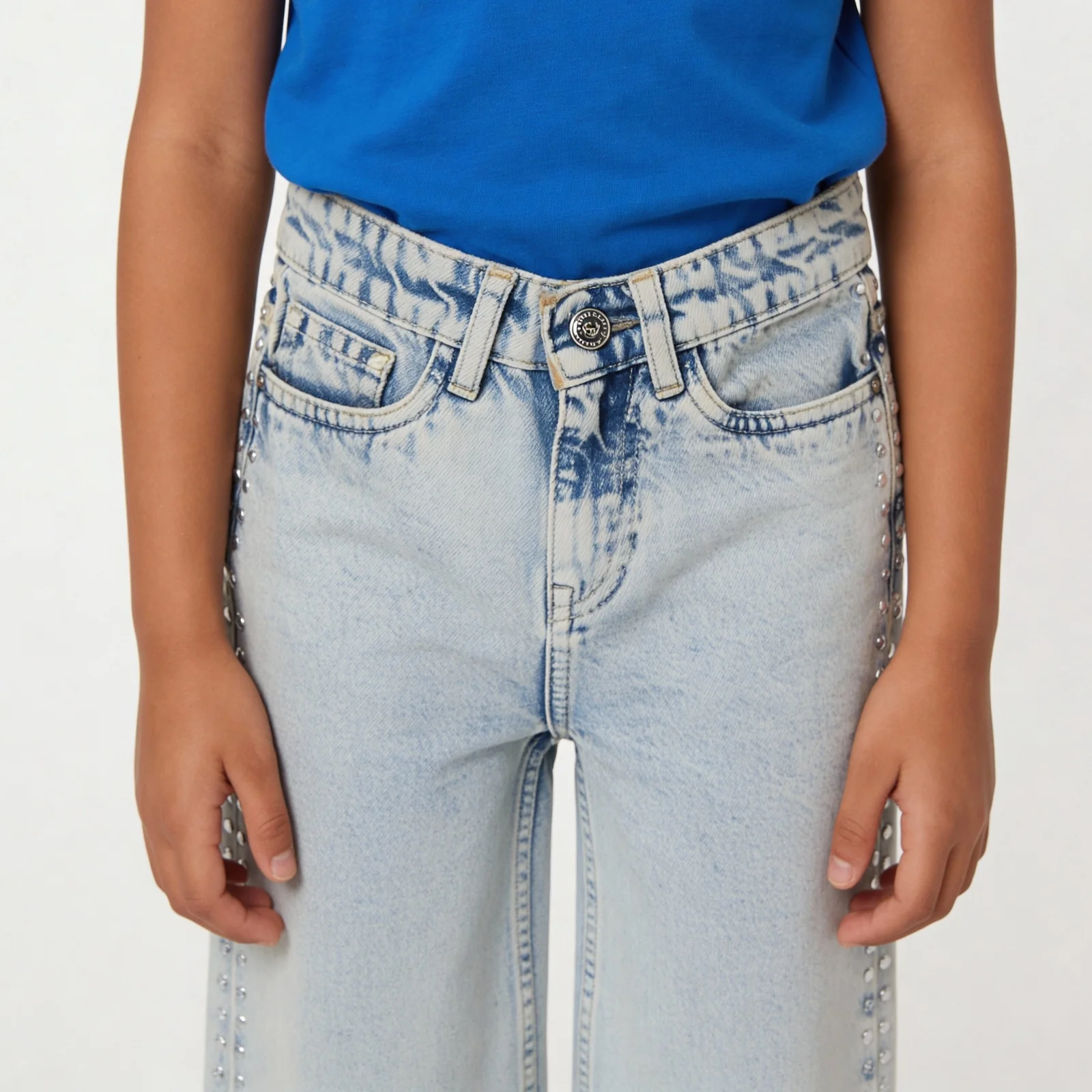 Girls Embellished Studded Straight Jeans - Image 4