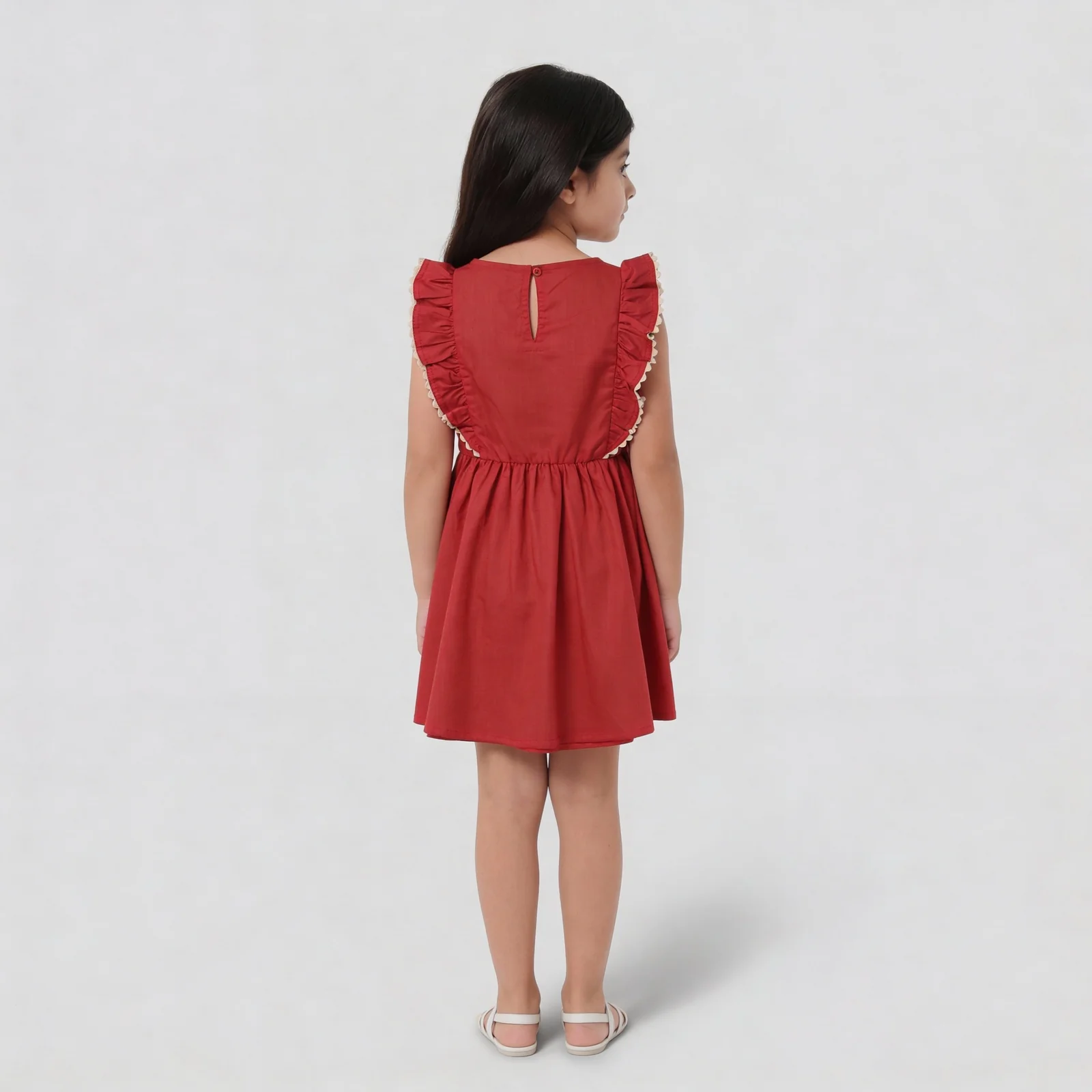 Girls Embroidered Knee Length Frock - Image 3