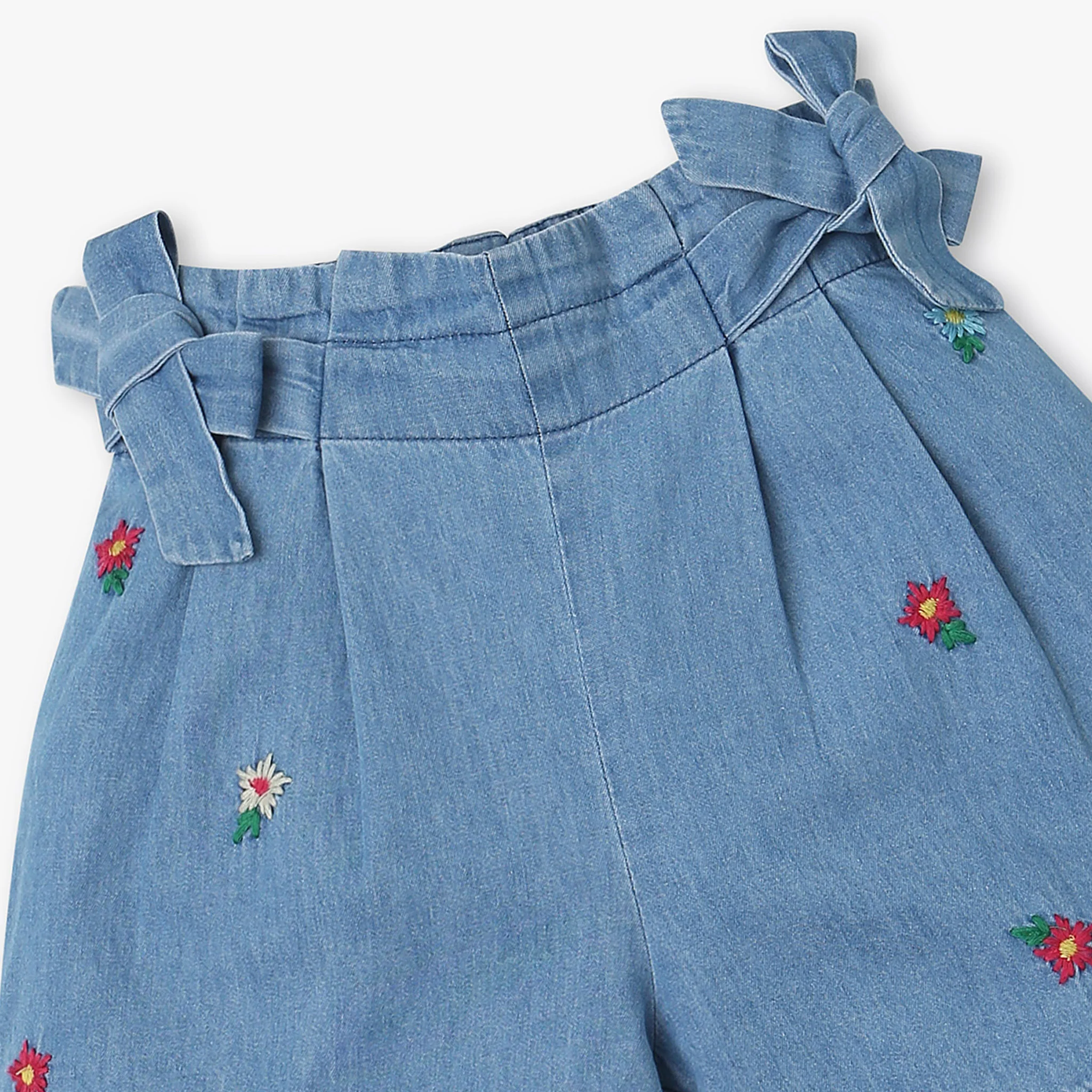 Girls Embroidered Mid Rise Shorts - Image 3