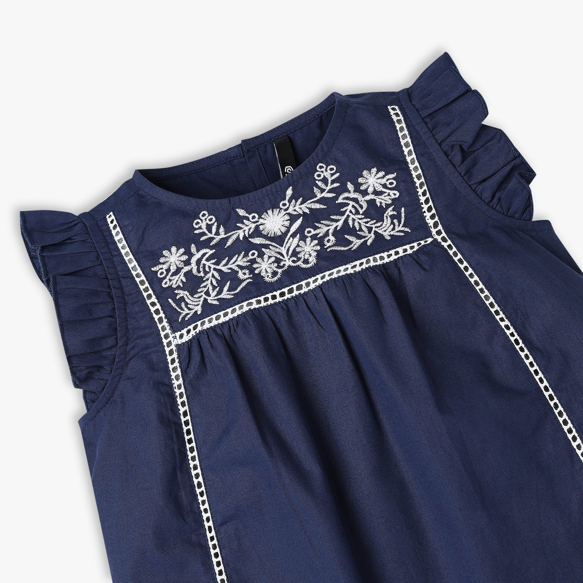 Girls Embroidered Woven Sleeveless Top - Image 3