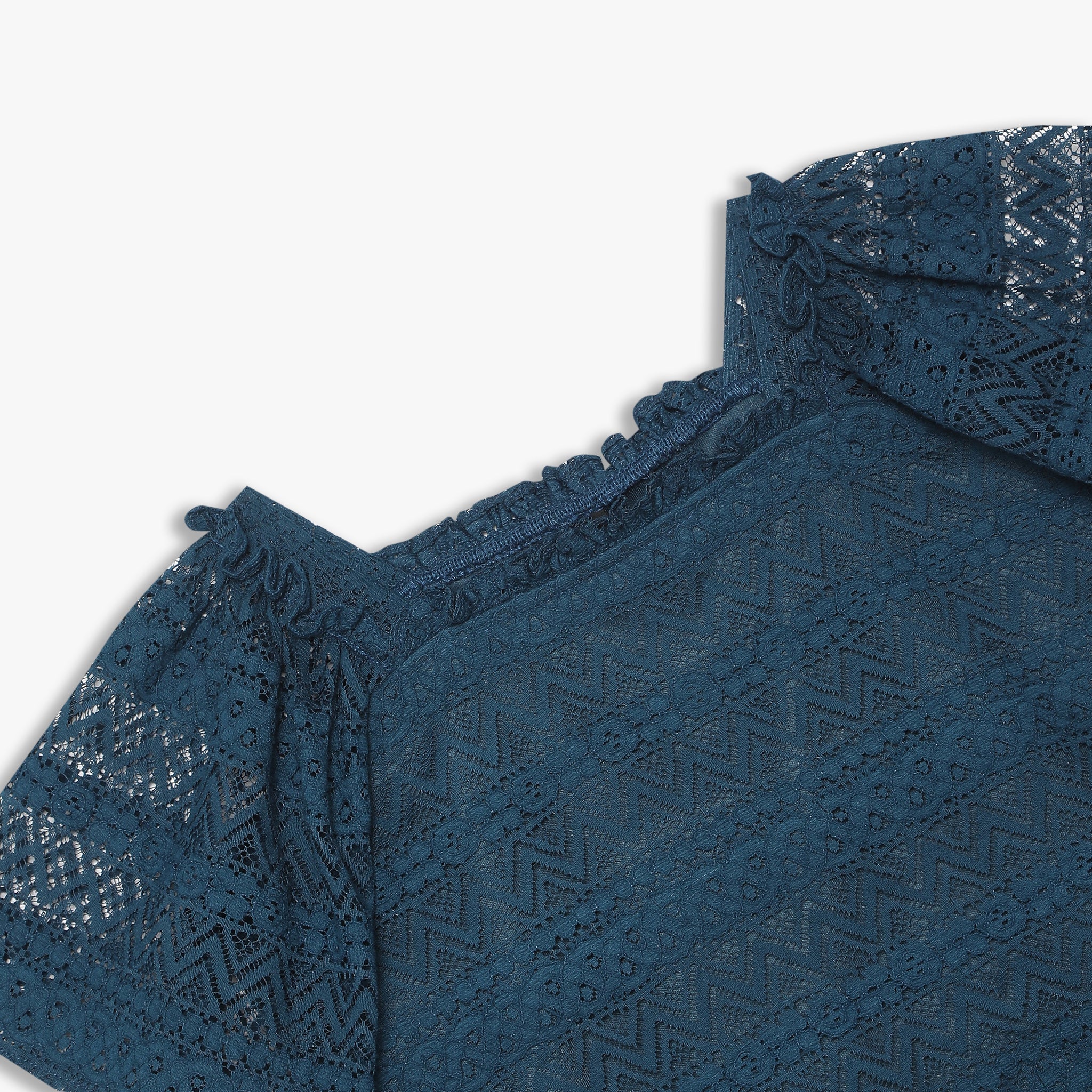 Girls Cotton Blend Half Sleeve Lace Top - Image 3