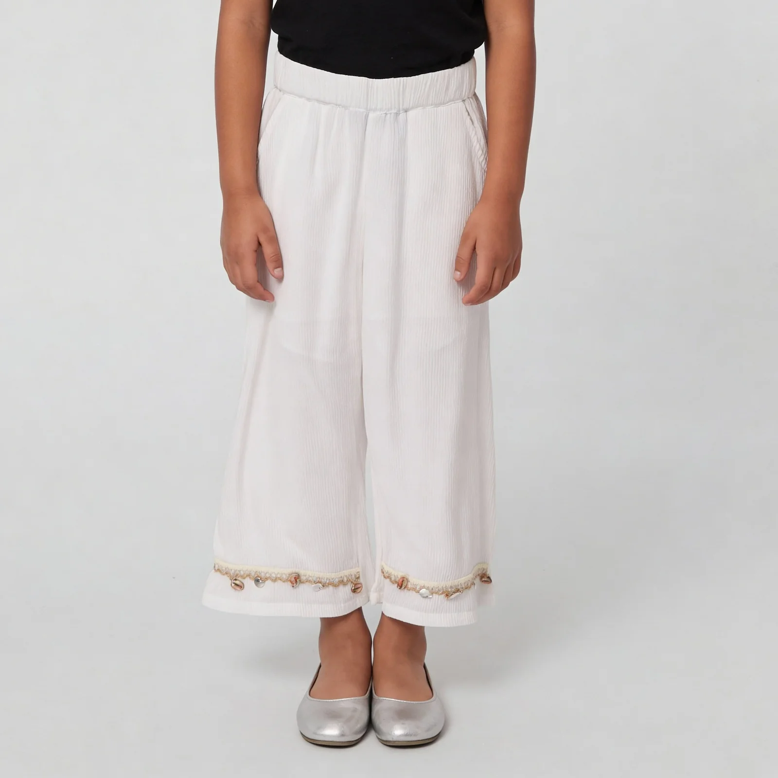 Girls Flared Poplin Pants - Image 2