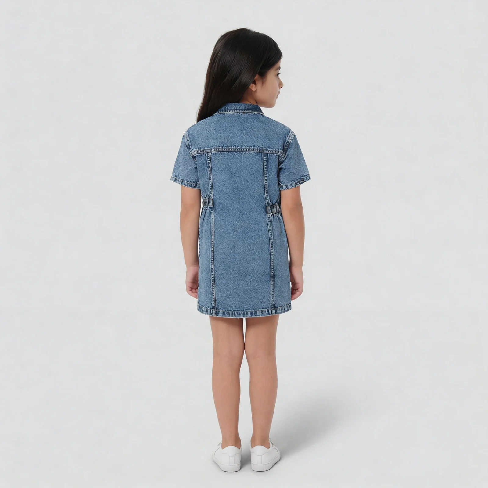 Girls Heavily Washed Denim Dress - Image 3