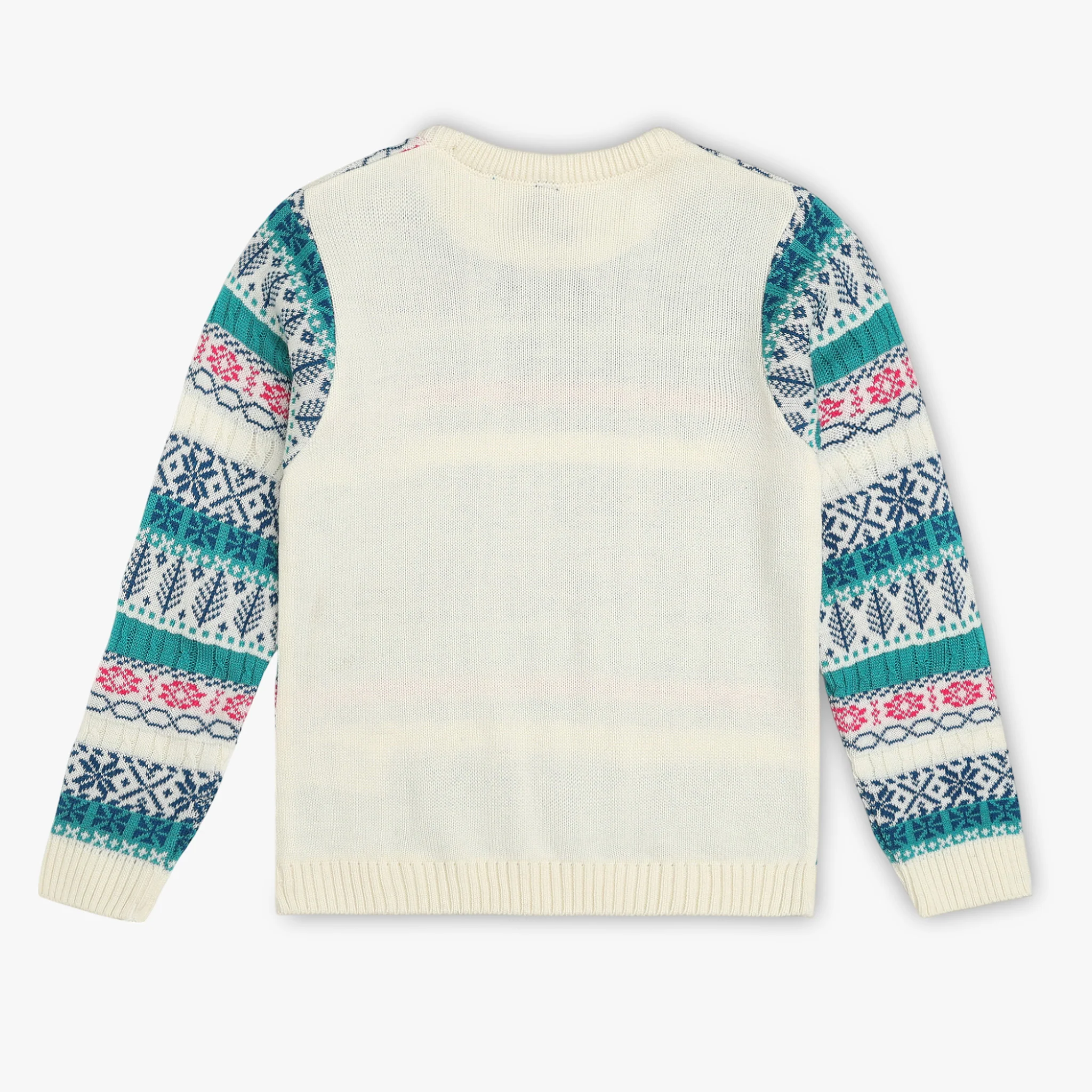 Girls Crew Neck Jacquard Sweater - Image 2