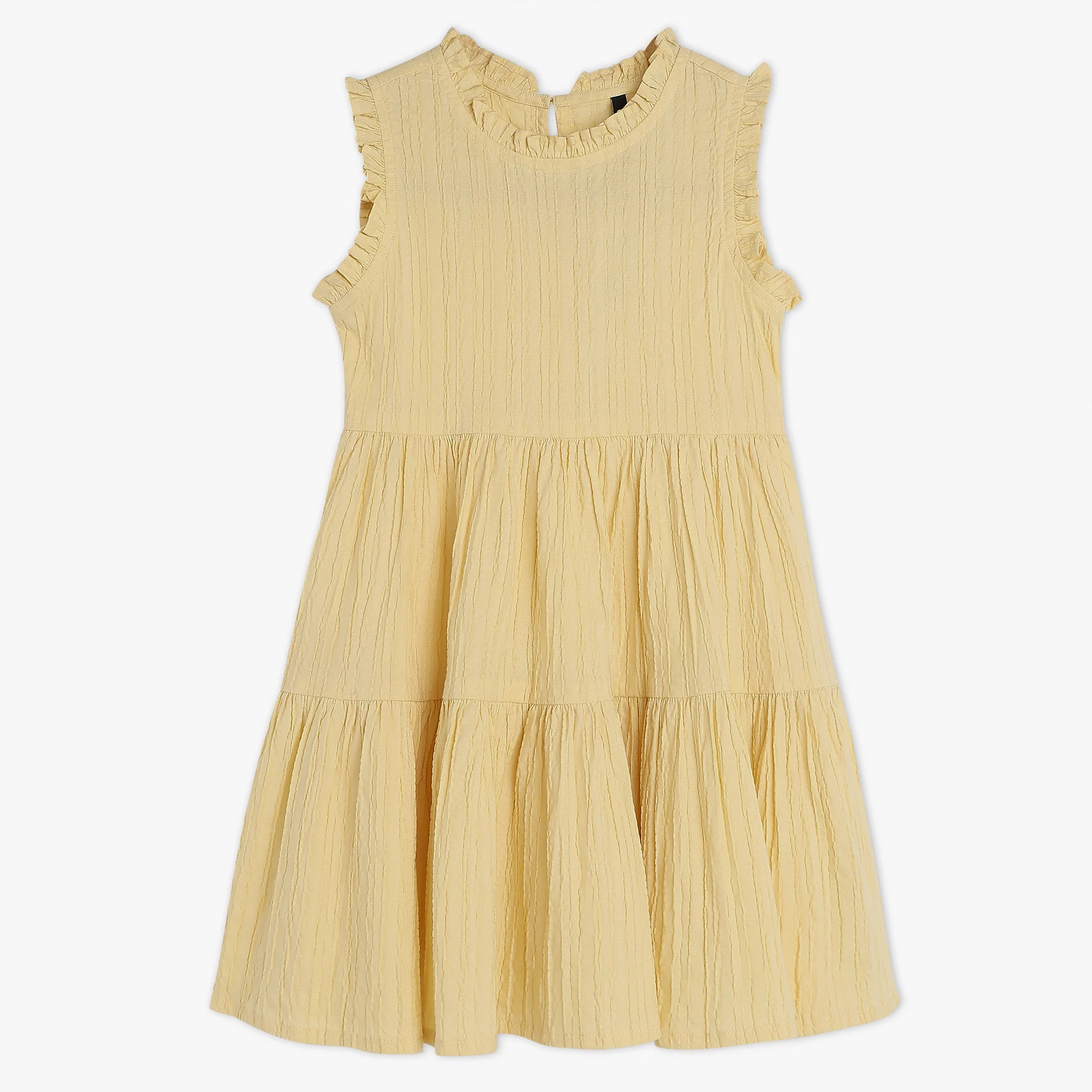 Girls Solid Below Knee Dress