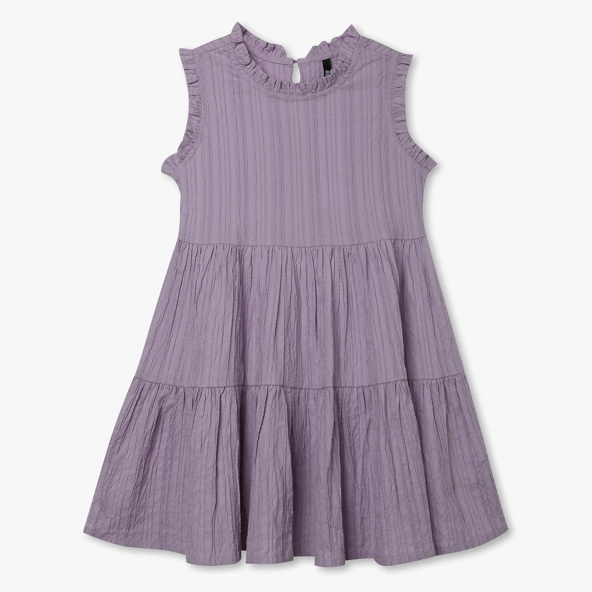 Girls Solid Below Knee Dress - Image 4