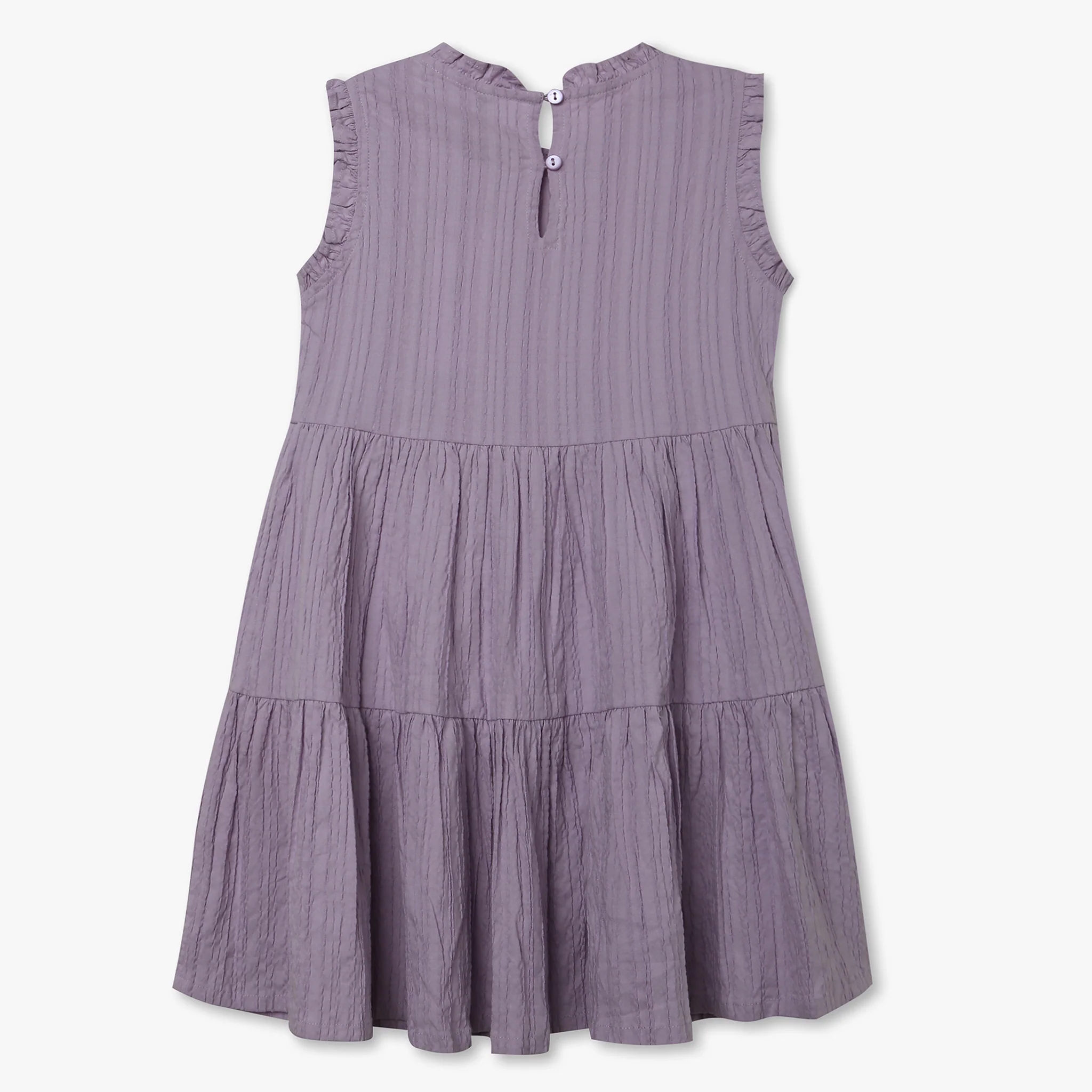 Girls Solid Below Knee Dress - Image 5