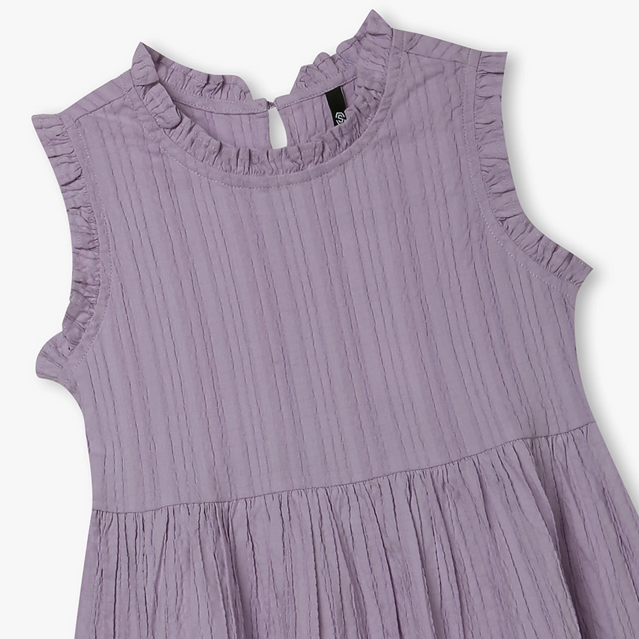 Girls Solid Below Knee Dress - Image 6